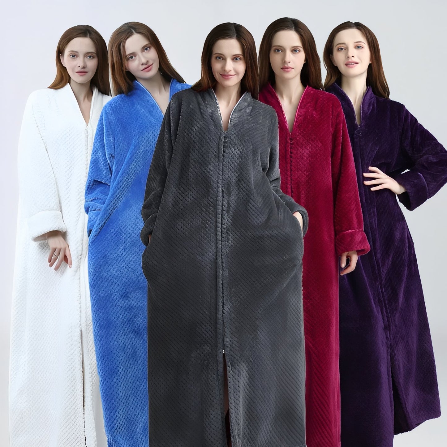Peignoir Femme Eponge avec Fermeture Eclair 