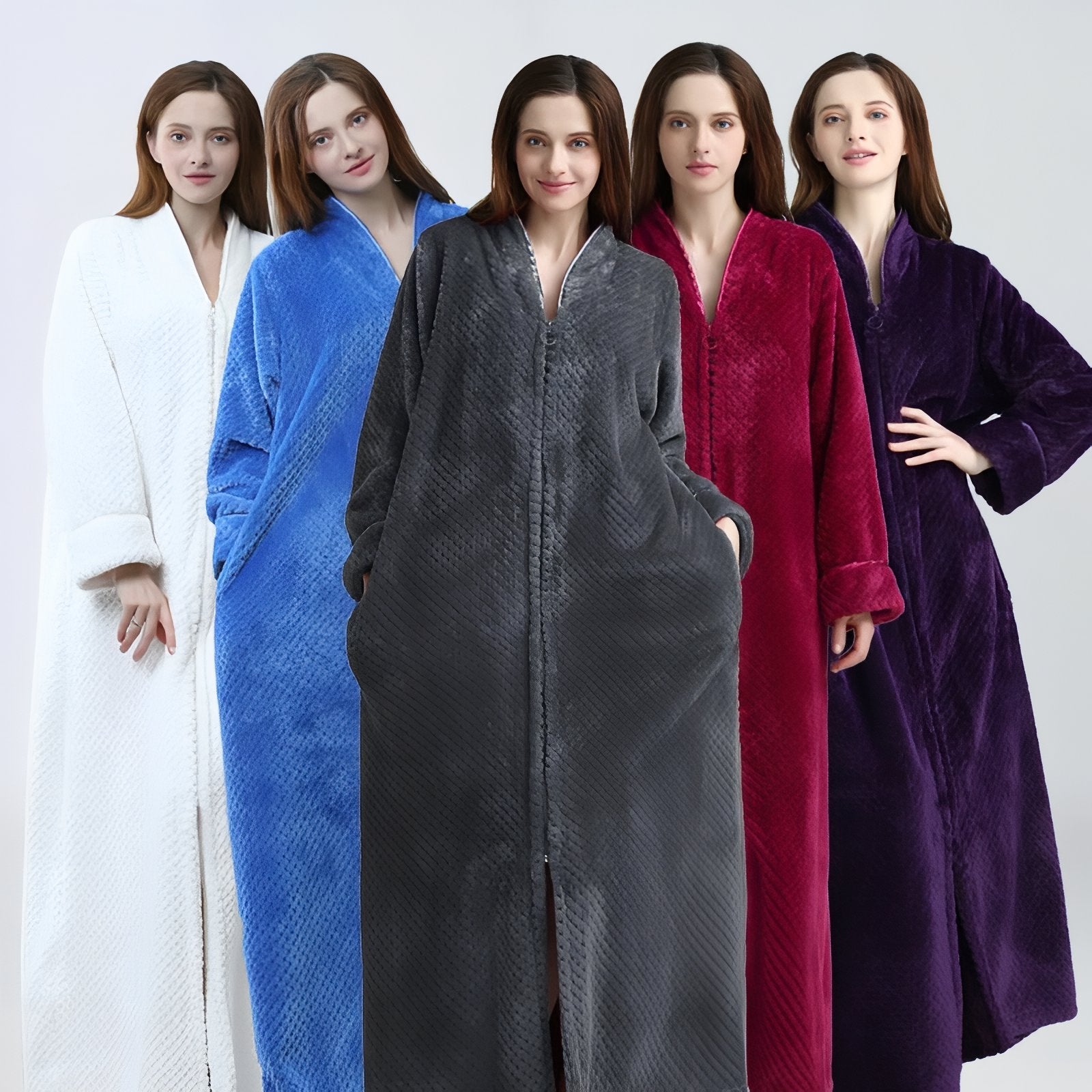 Peignoir Femme Eponge avec Fermeture Eclair 