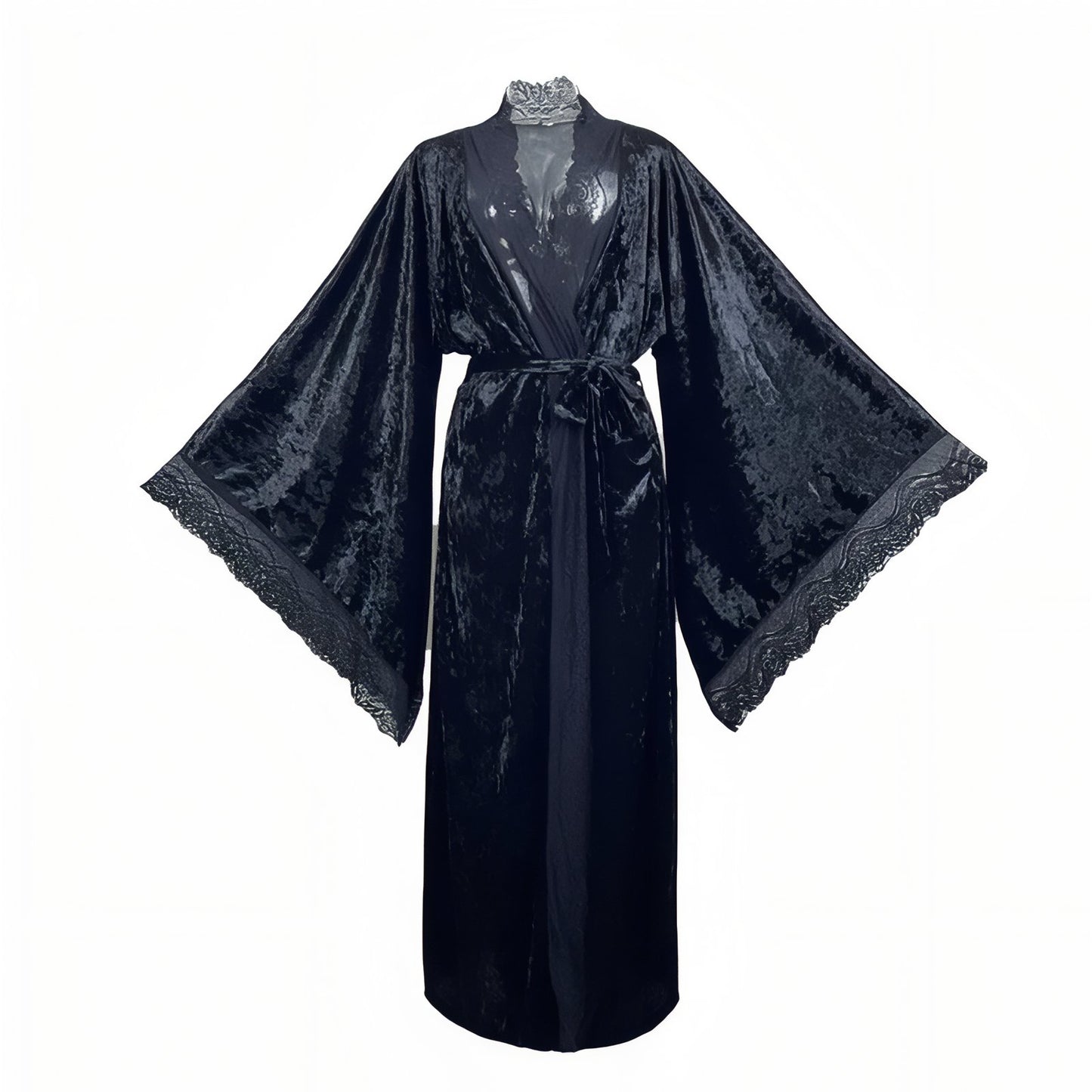 Peignoir Velours Femme Long Noir Velours S 