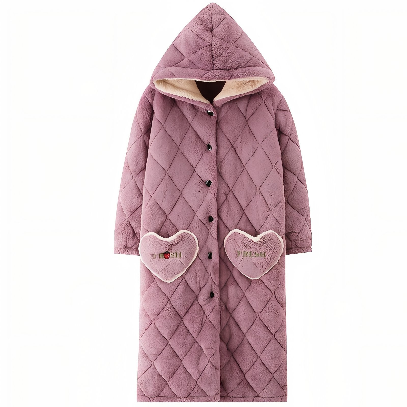 Robe de Chambre à Boutons Femme Violet Poudré M 