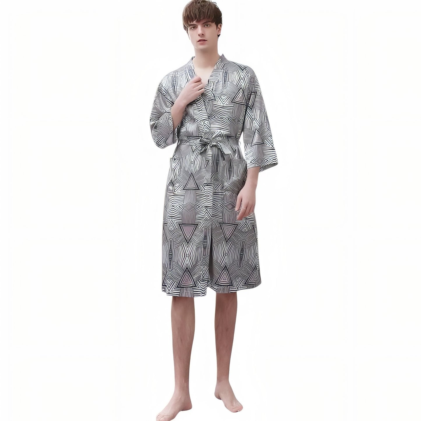 Peignoir Léger Duo Couple Gris Clair (Homme) M 