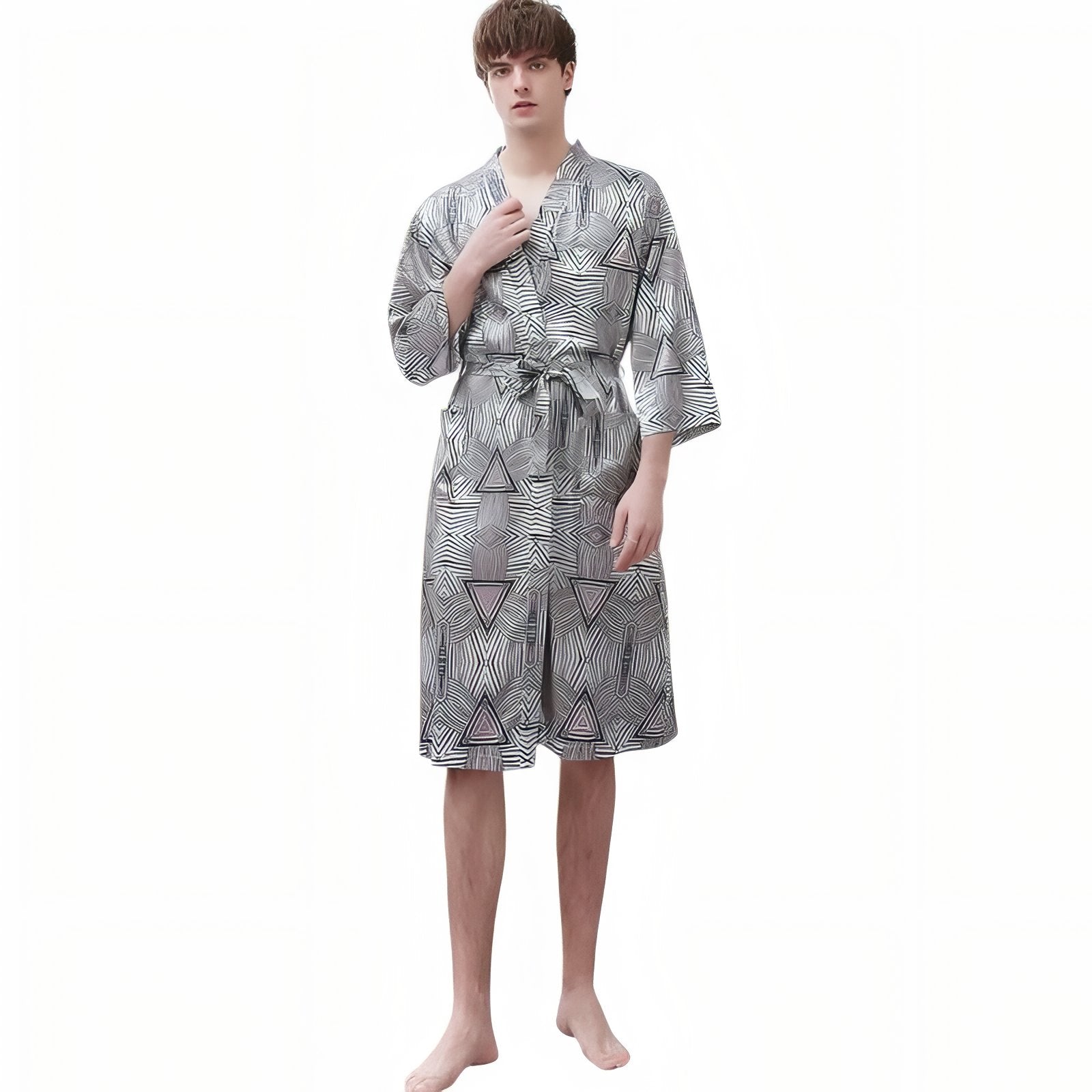 Peignoir Léger Duo Couple Gris Clair (Homme) M 