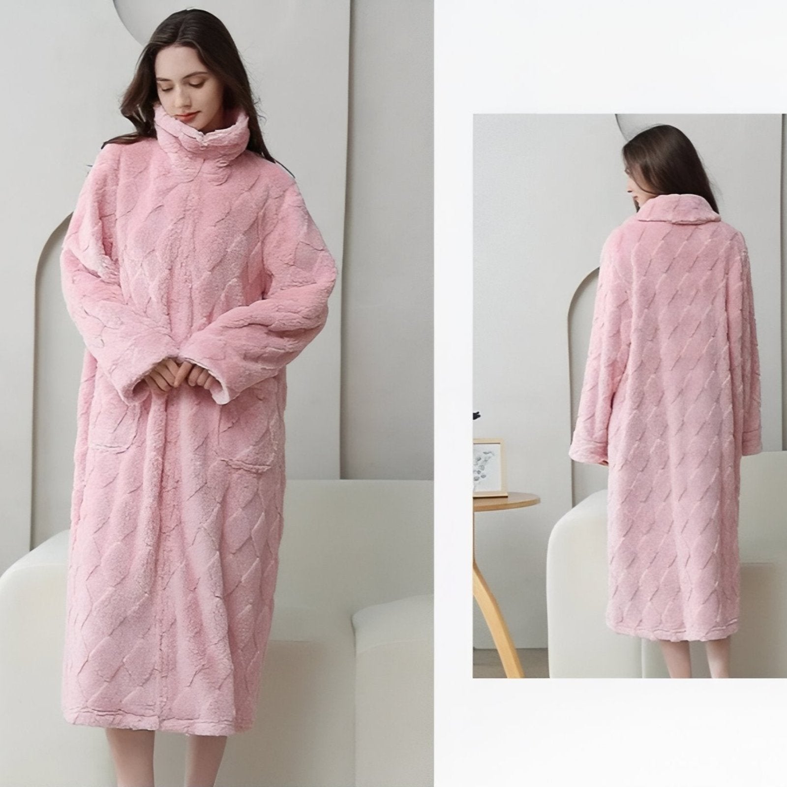 Robe De Chambre Polaire Femme avec Fermeture Eclair 