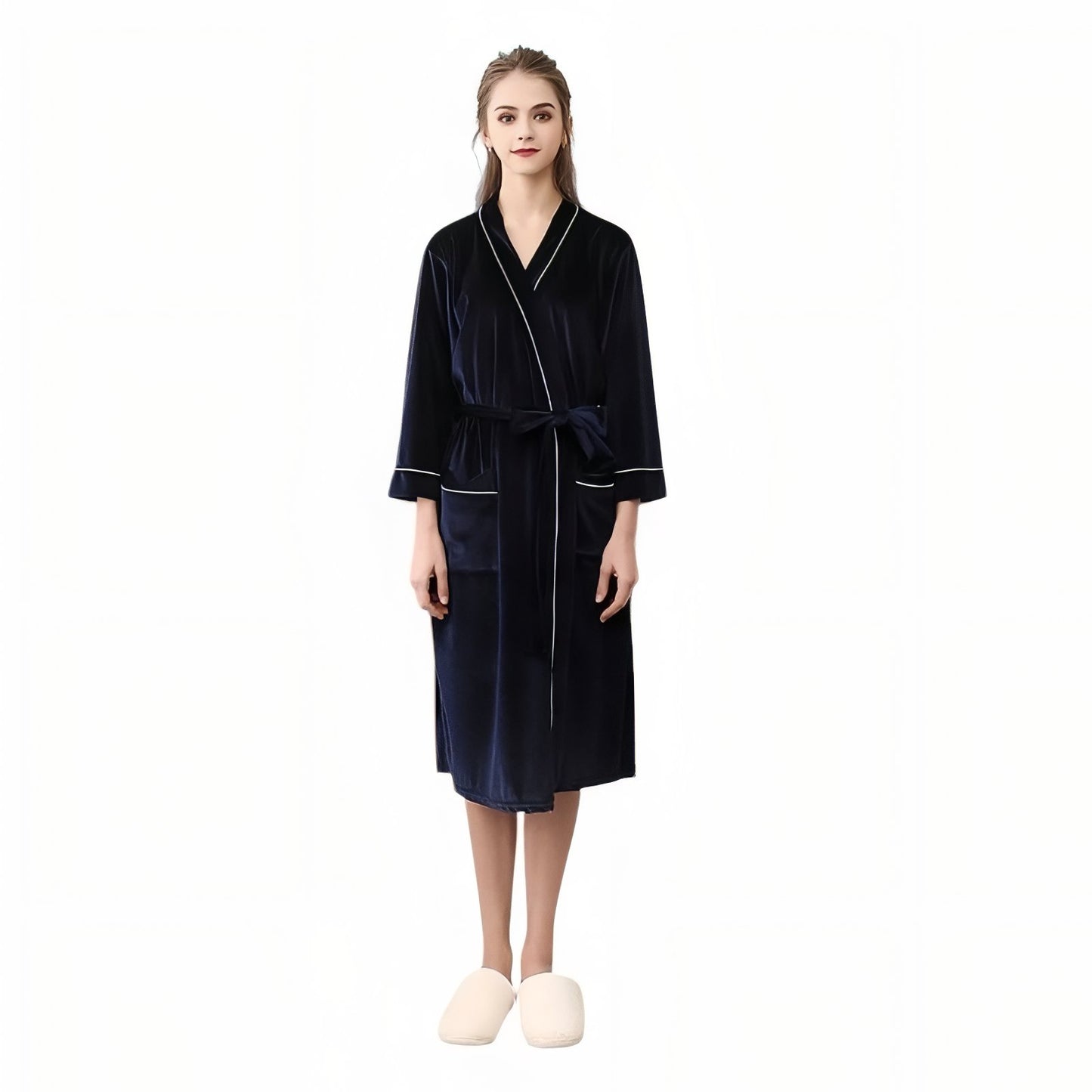 Peignoir Assorti Couple Bleu Marine (Femme) M 