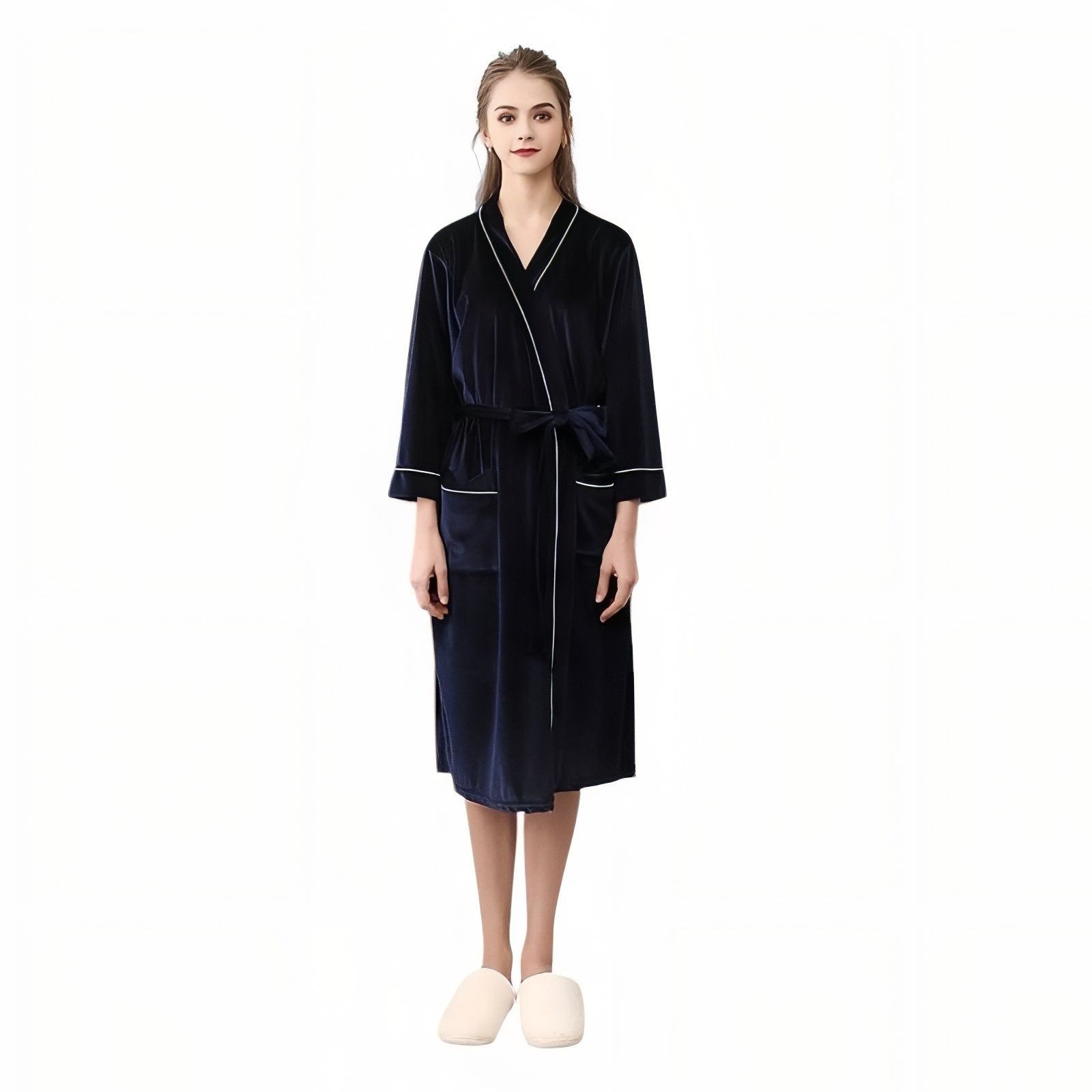 Peignoir Assorti Couple Bleu Marine (Femme) M 
