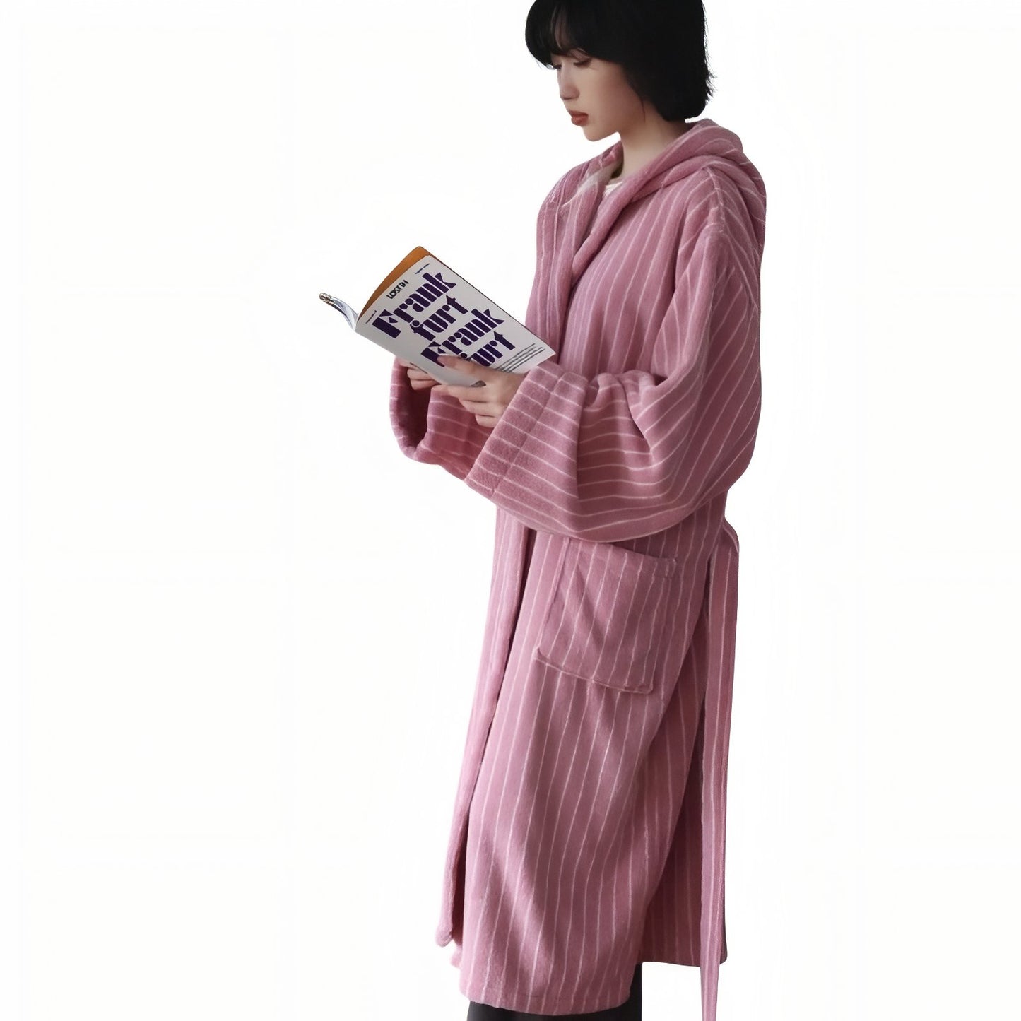 Robe de Chambre Femme Hiver Luxe Rose Poudré Taille Unique 