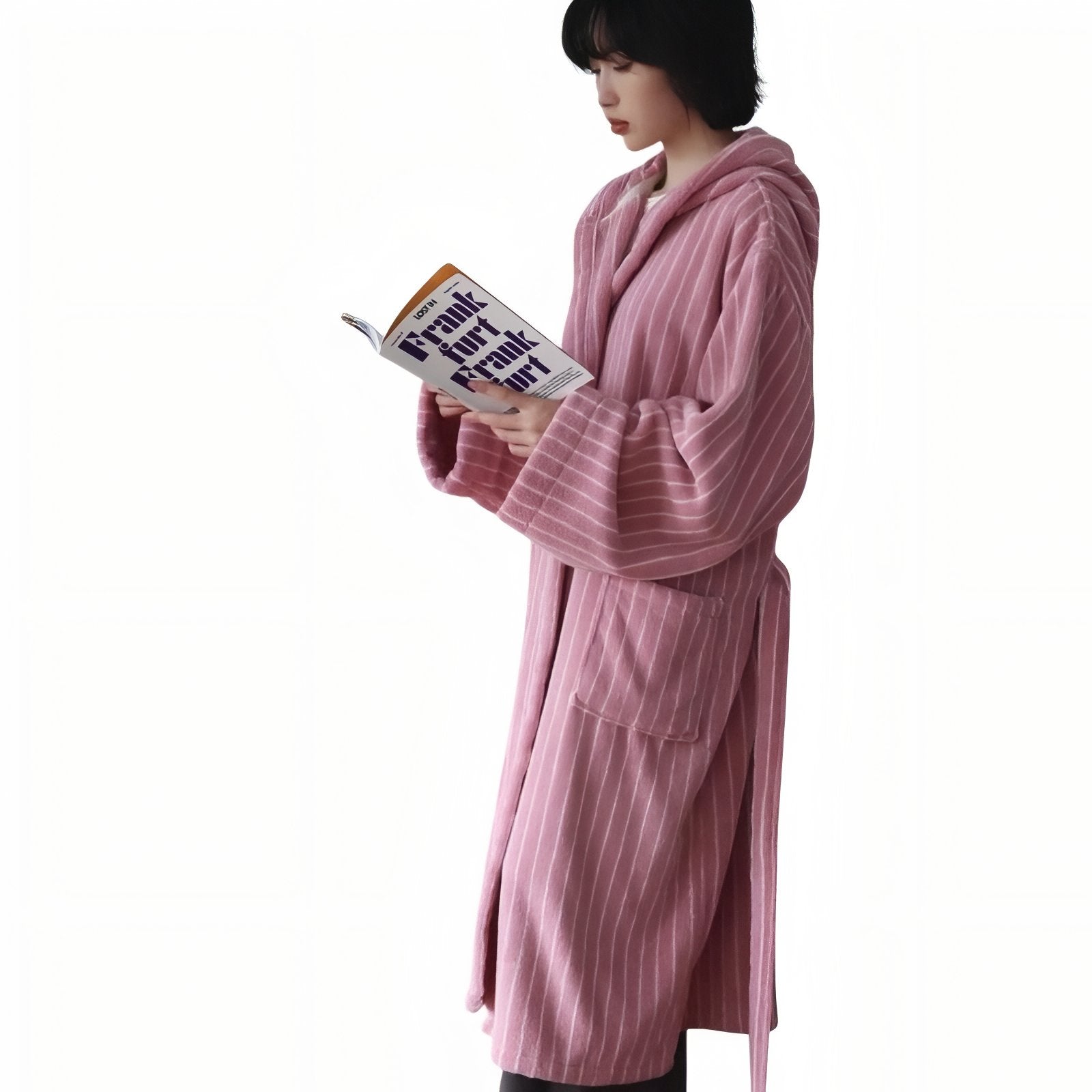 Robe de Chambre Femme Hiver Luxe Rose Poudré Taille Unique 