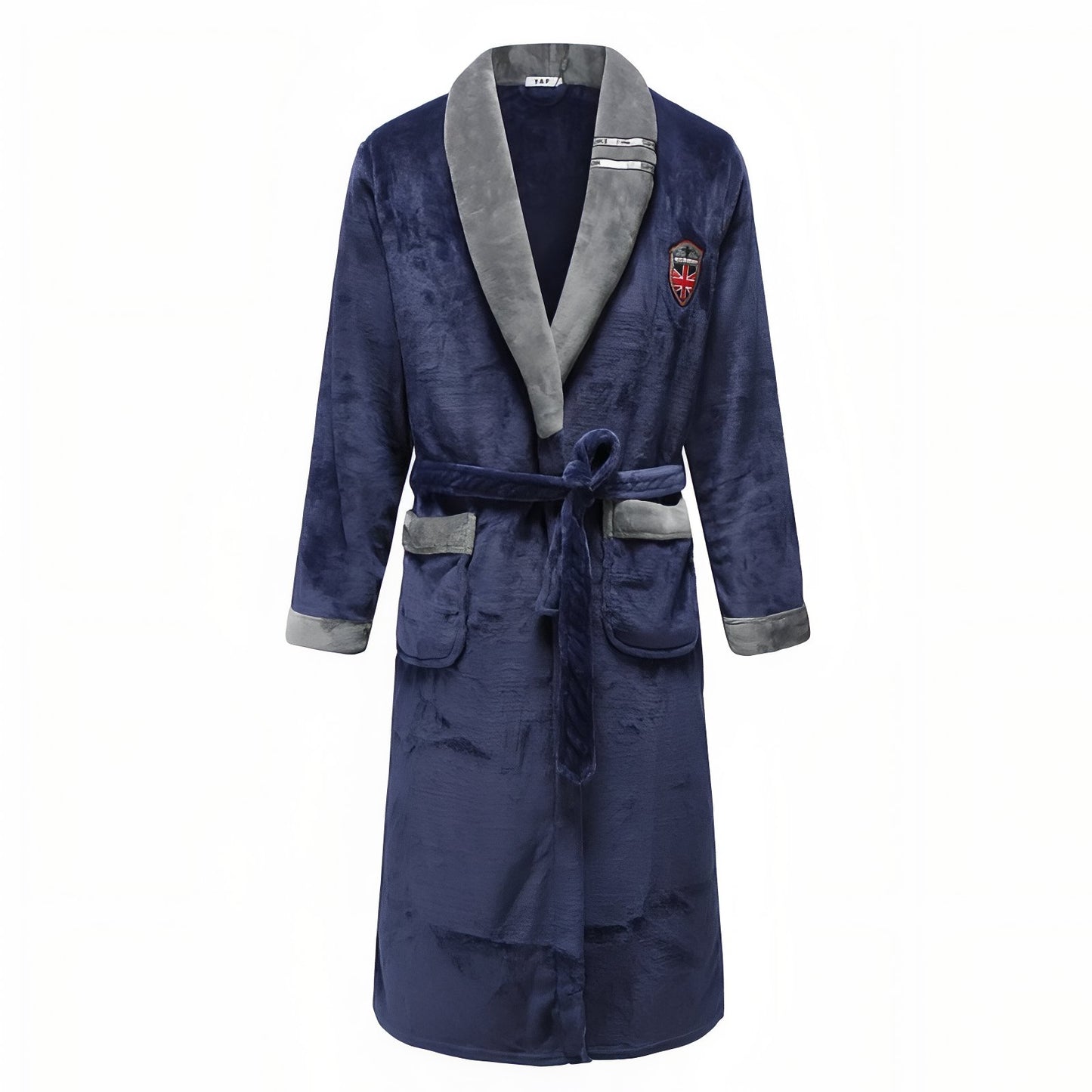 Peignoir Homme Doux et Chaud Bleu Marine et Gris M 