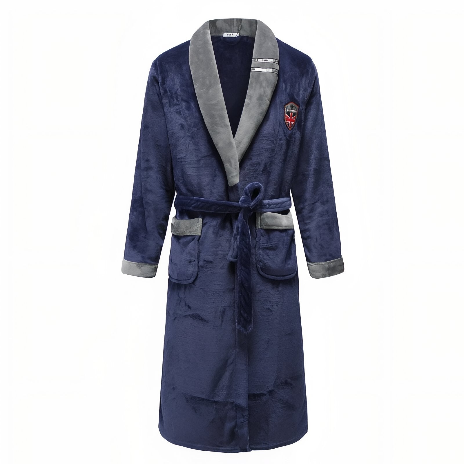 Peignoir Homme Doux et Chaud Bleu Marine et Gris M 
