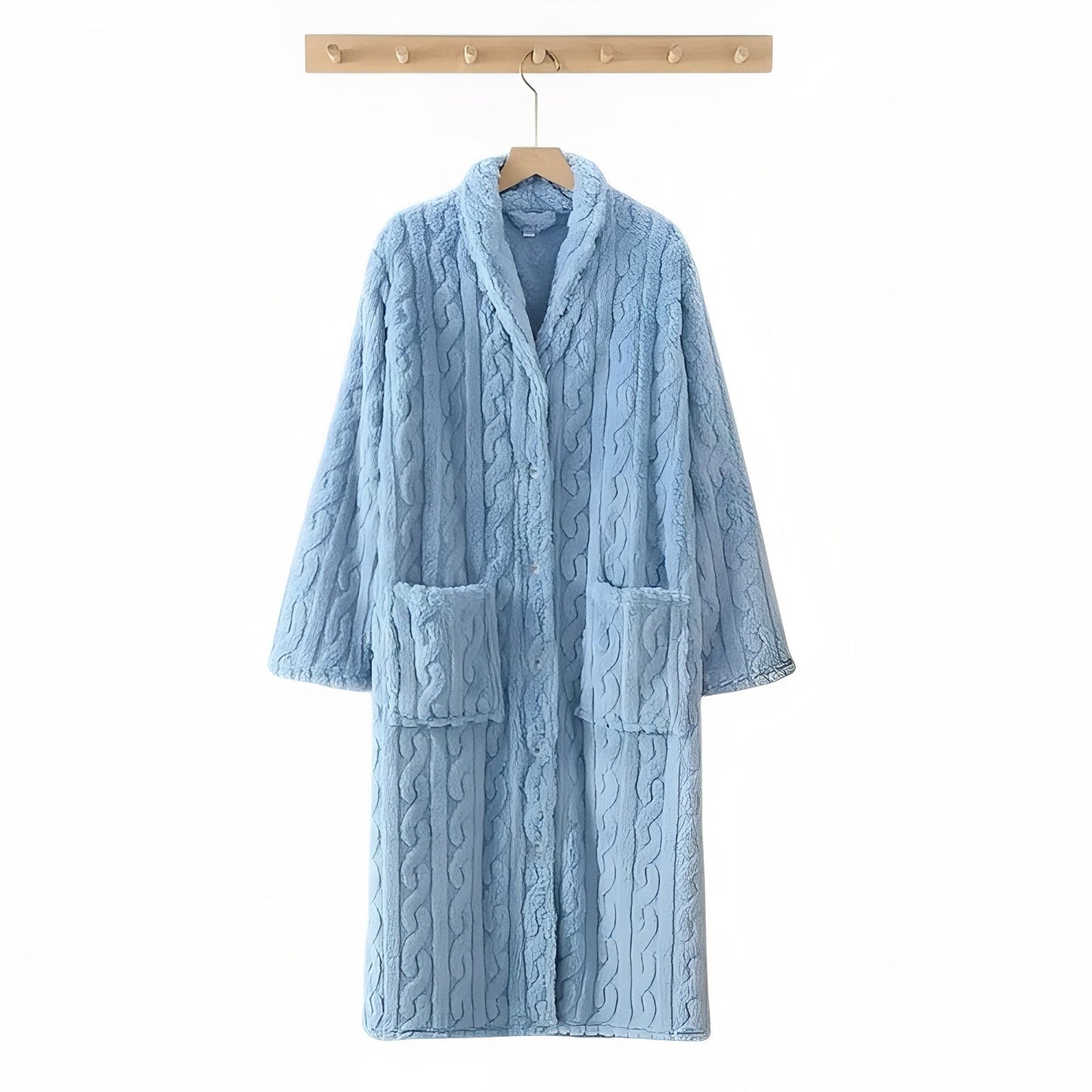 Jolie Robe de Chambre à Boutons Femme Bleu Ciel M 