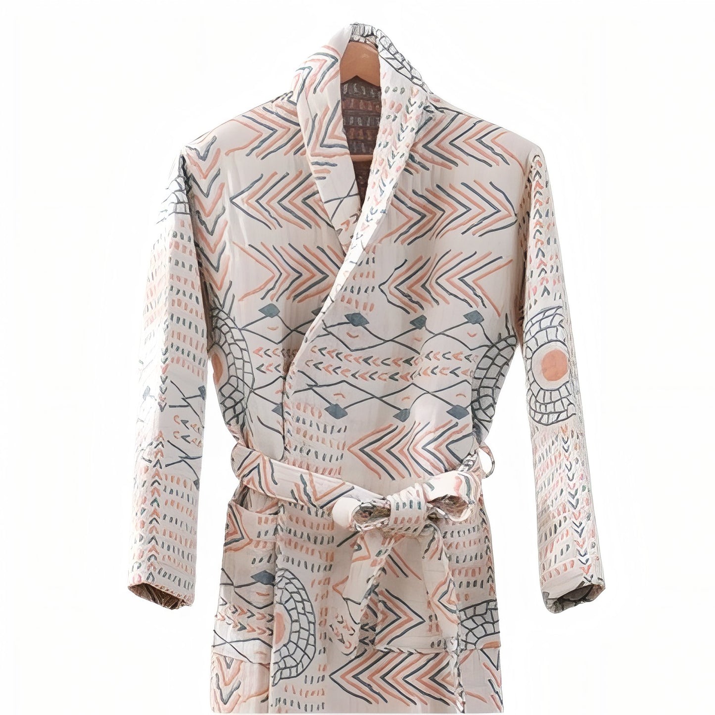 Robe de Chambre Longue Coton Crème (Femme) Taille Unique 