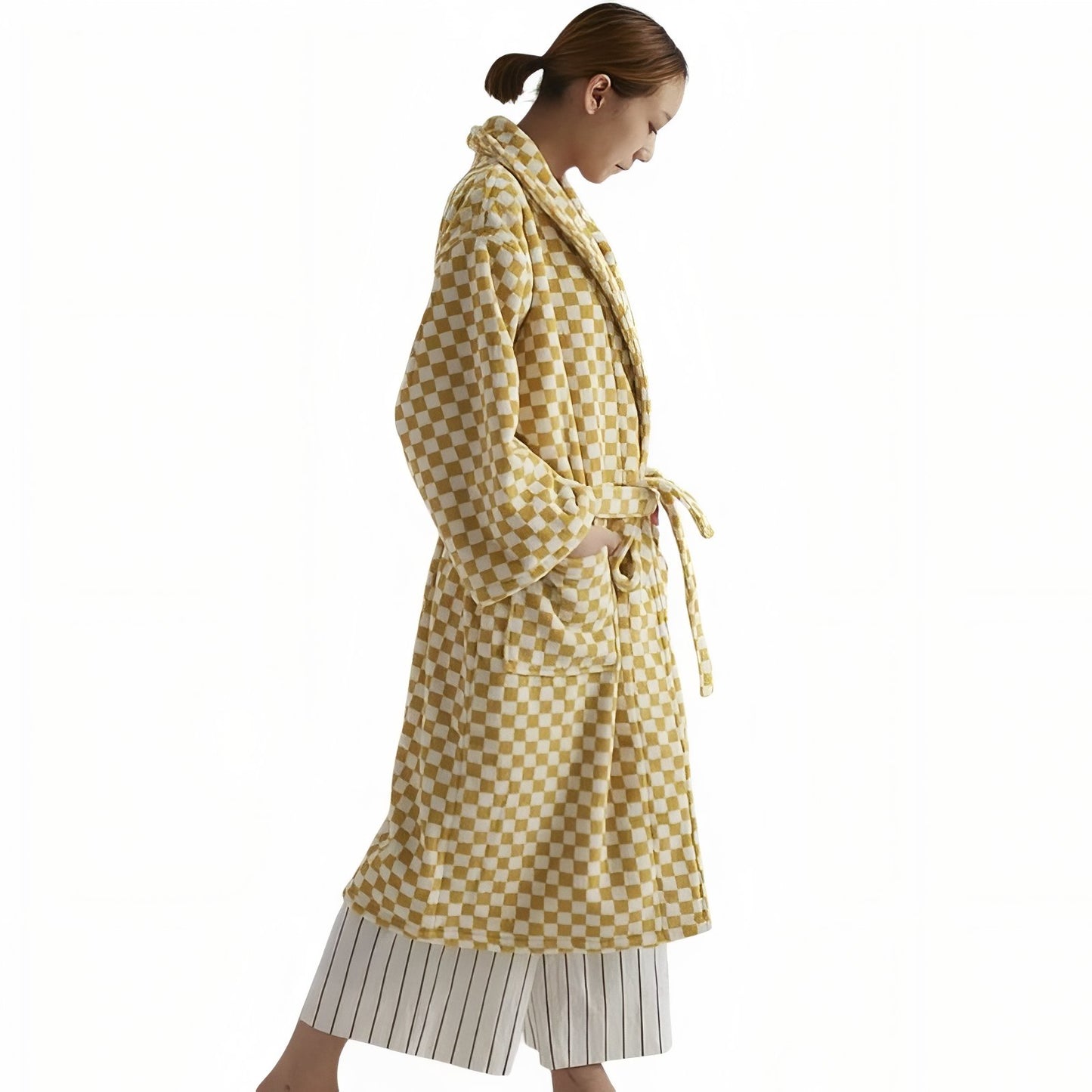Robe de Chambre Femme Hiver Luxe Jaune Taille Unique 
