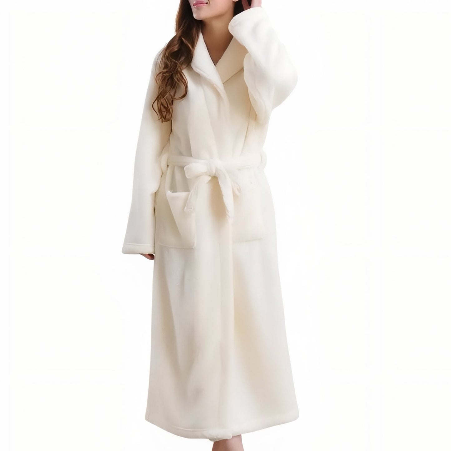 Peignoir Flanelle Femme Blanc Crème M 
