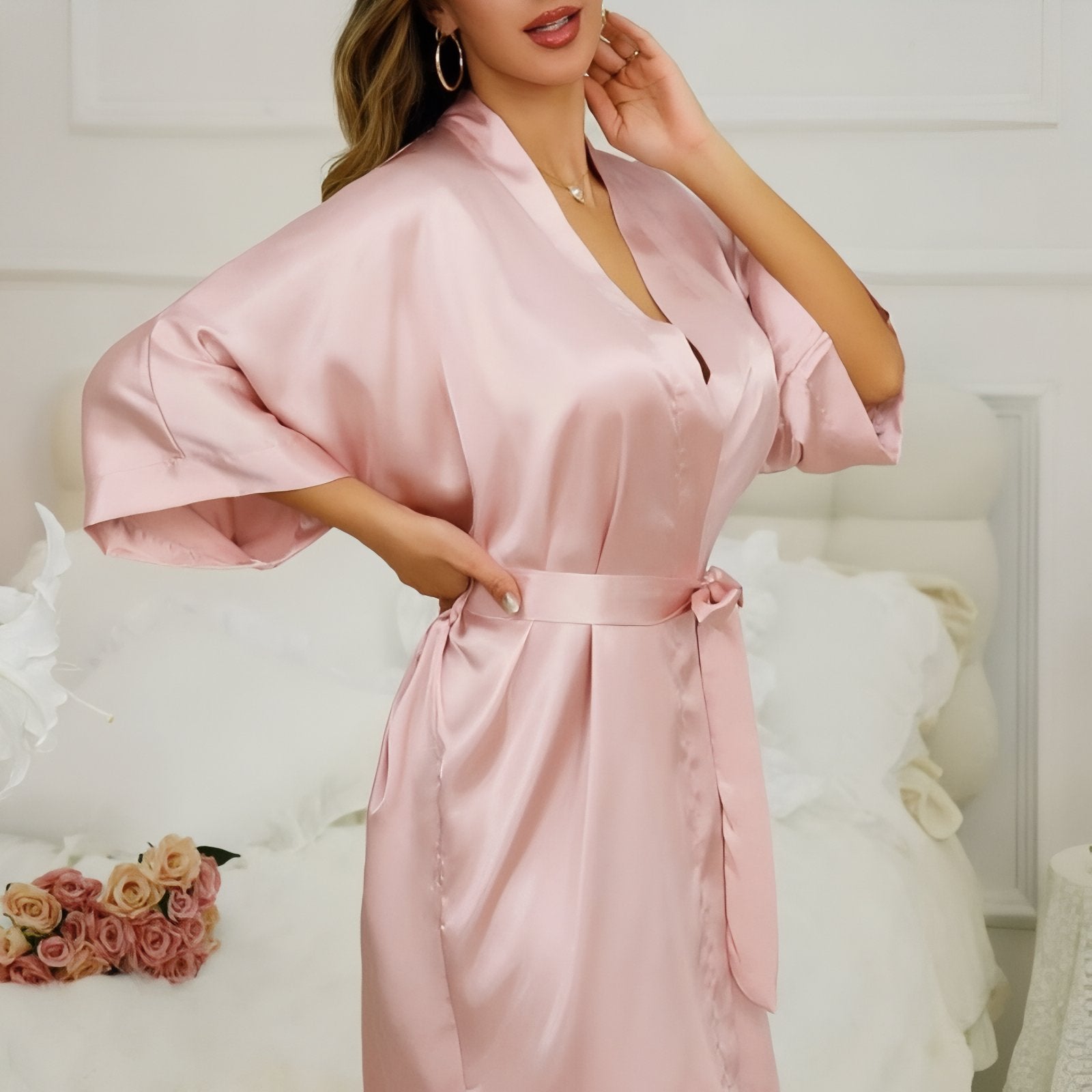 Peignoir Court Satin Femme 