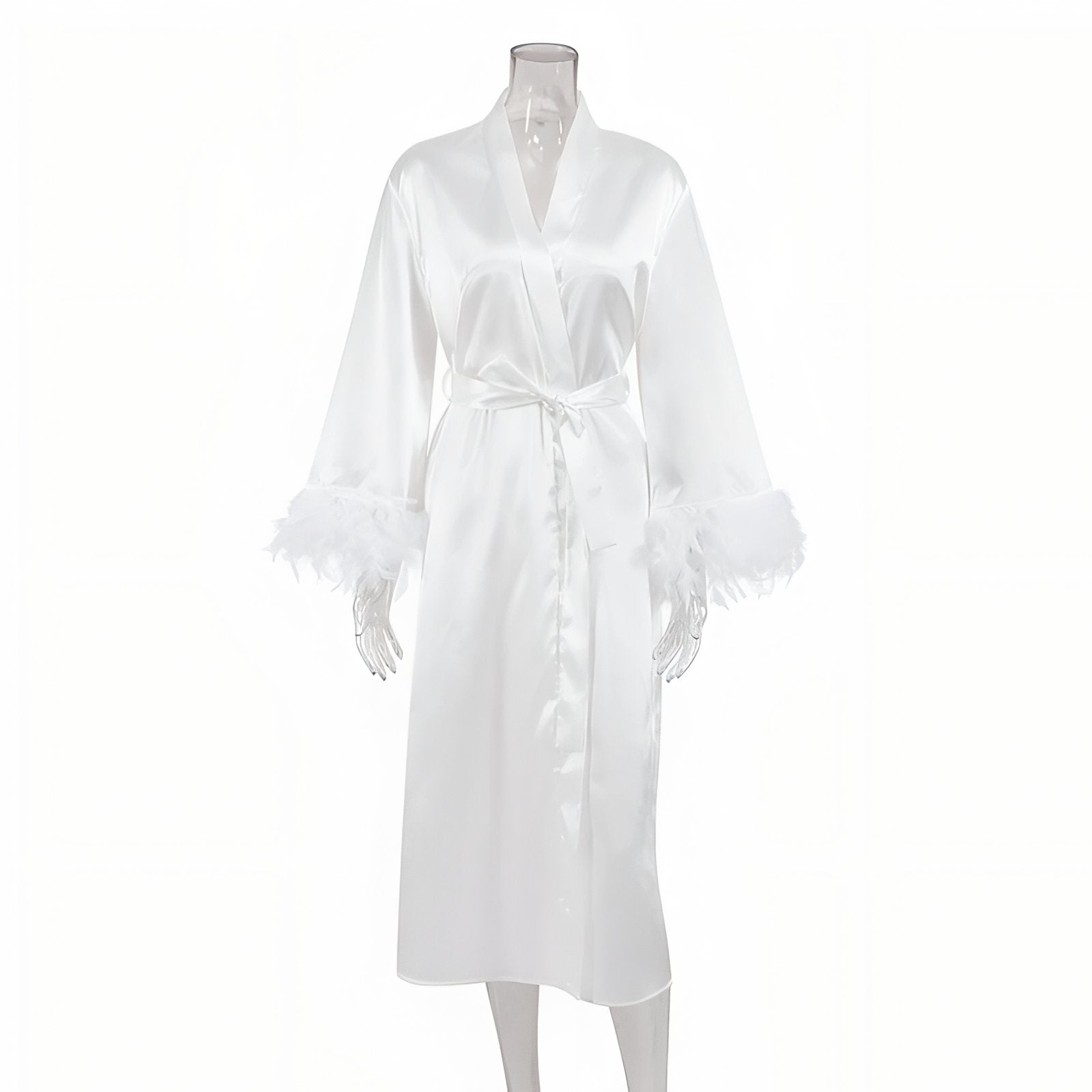 Kimono Plumes Blanc Satiné S 