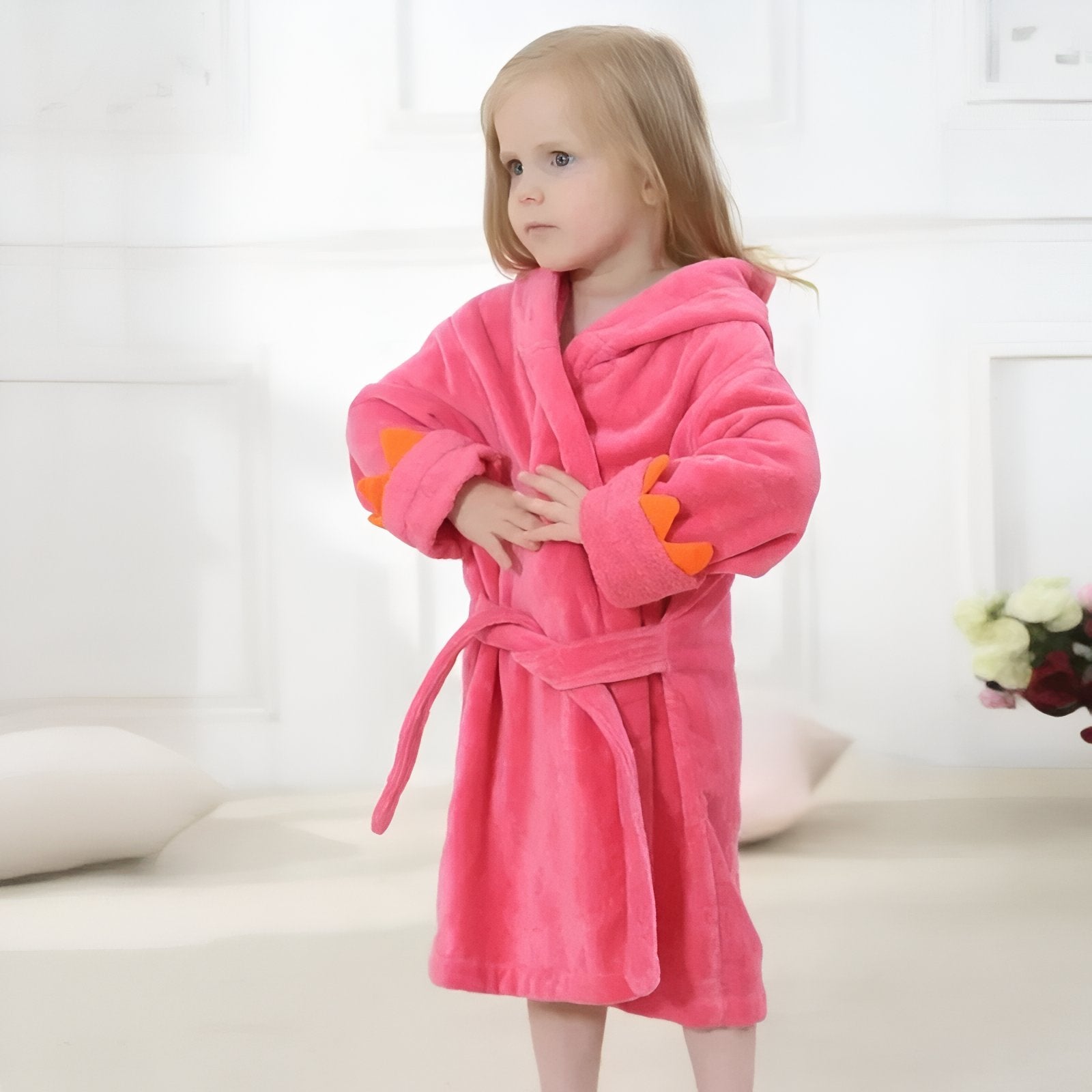 Peignoir Enfant Dinosaure Rose Bonbon 1-3 ans 