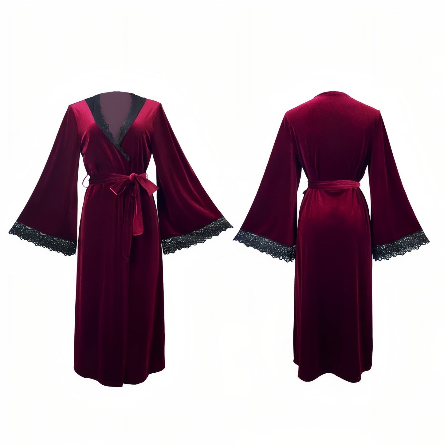 Robe Kimono Velours Bordeaux S 