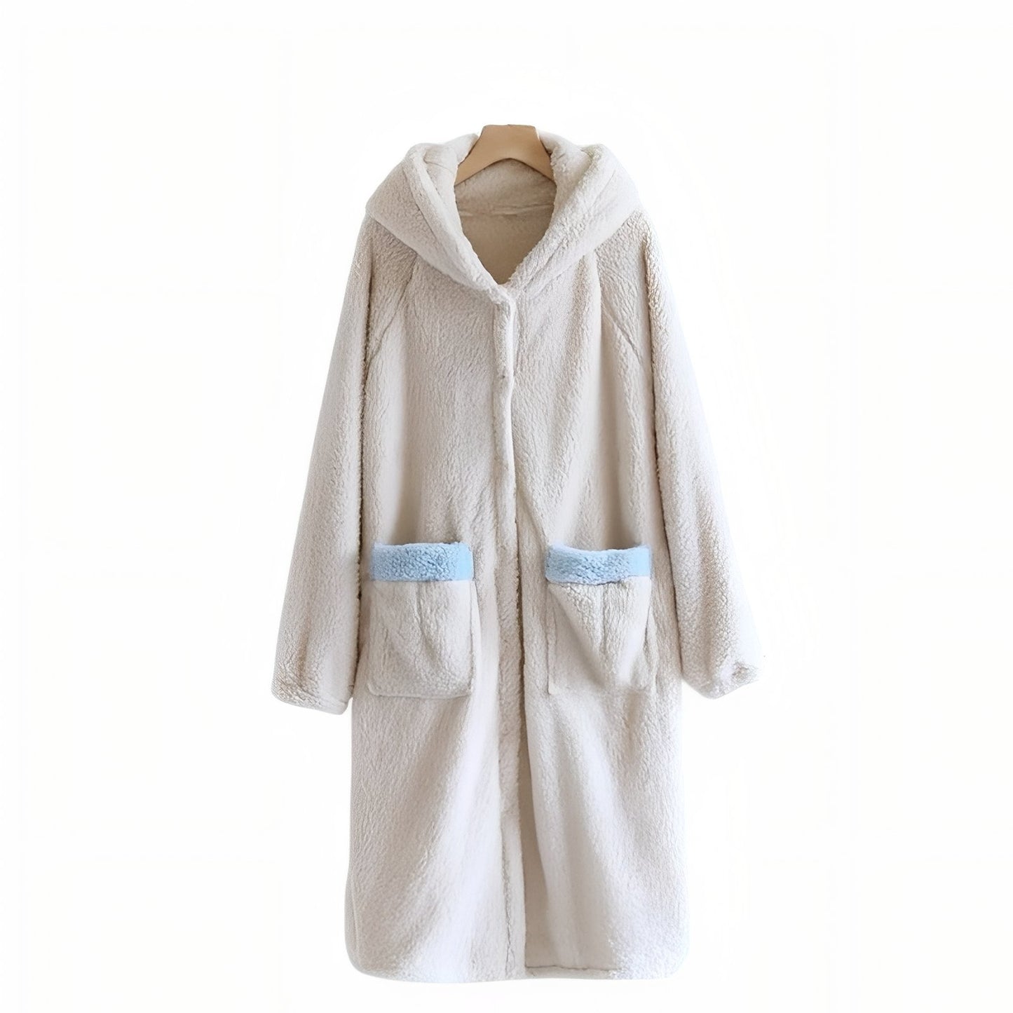 Peignoir en Polaire Femme avec Boutons Blanc M 