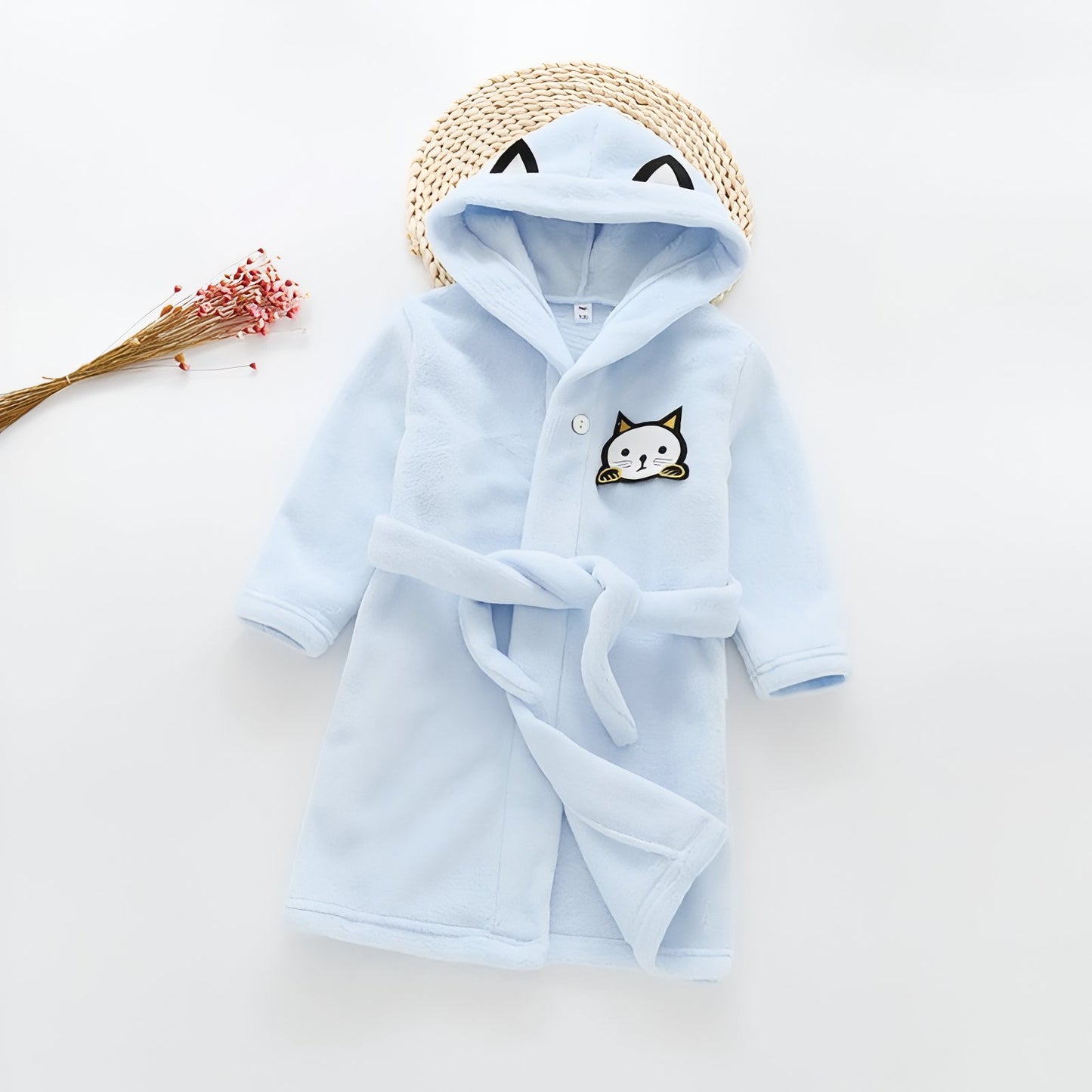 Peignoir Polaire Enfant 3 ans Bleu Motif Chat 3 ans (taille 90-100cm) 