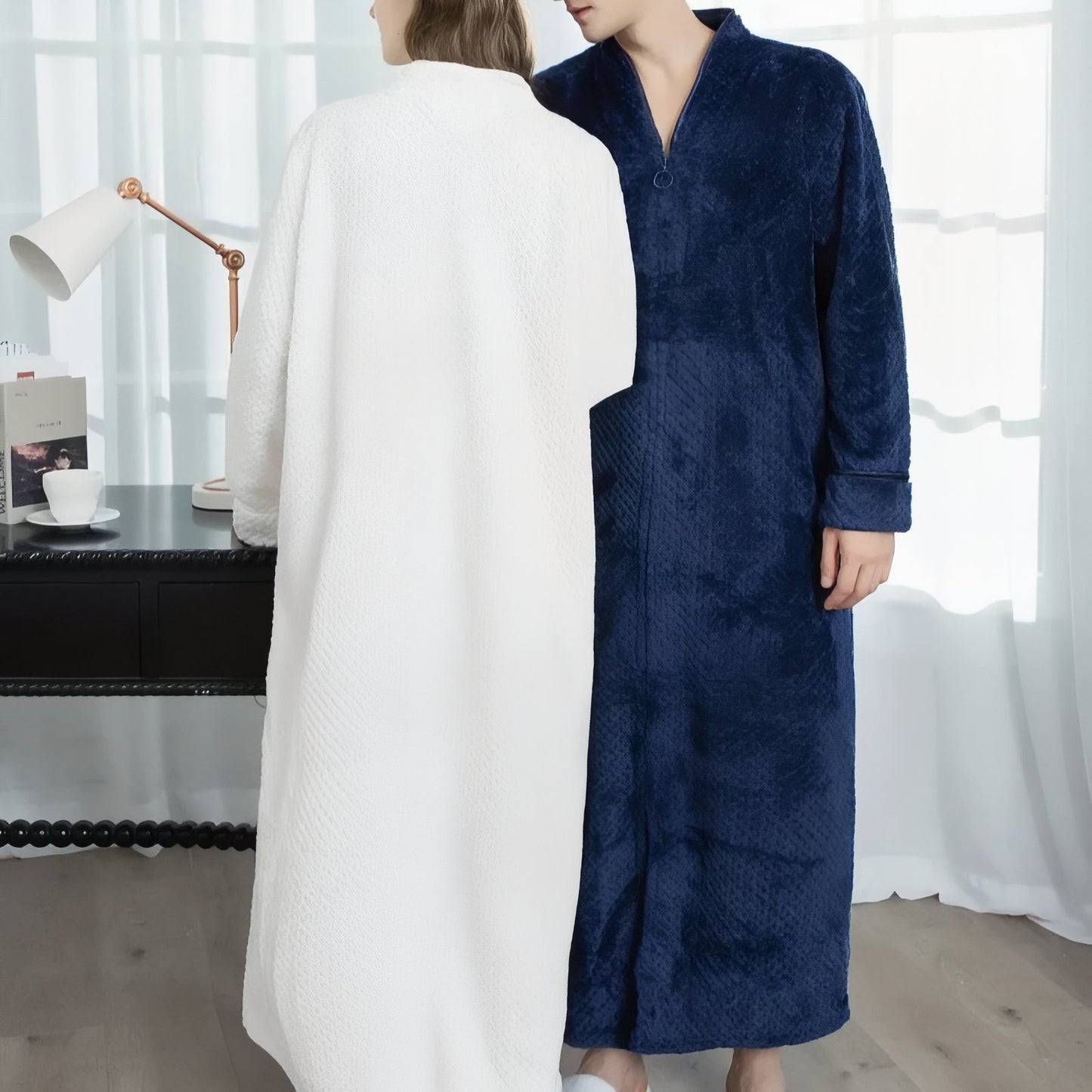 Robe de Chambre Polaire Longue Fermeture Eclair 