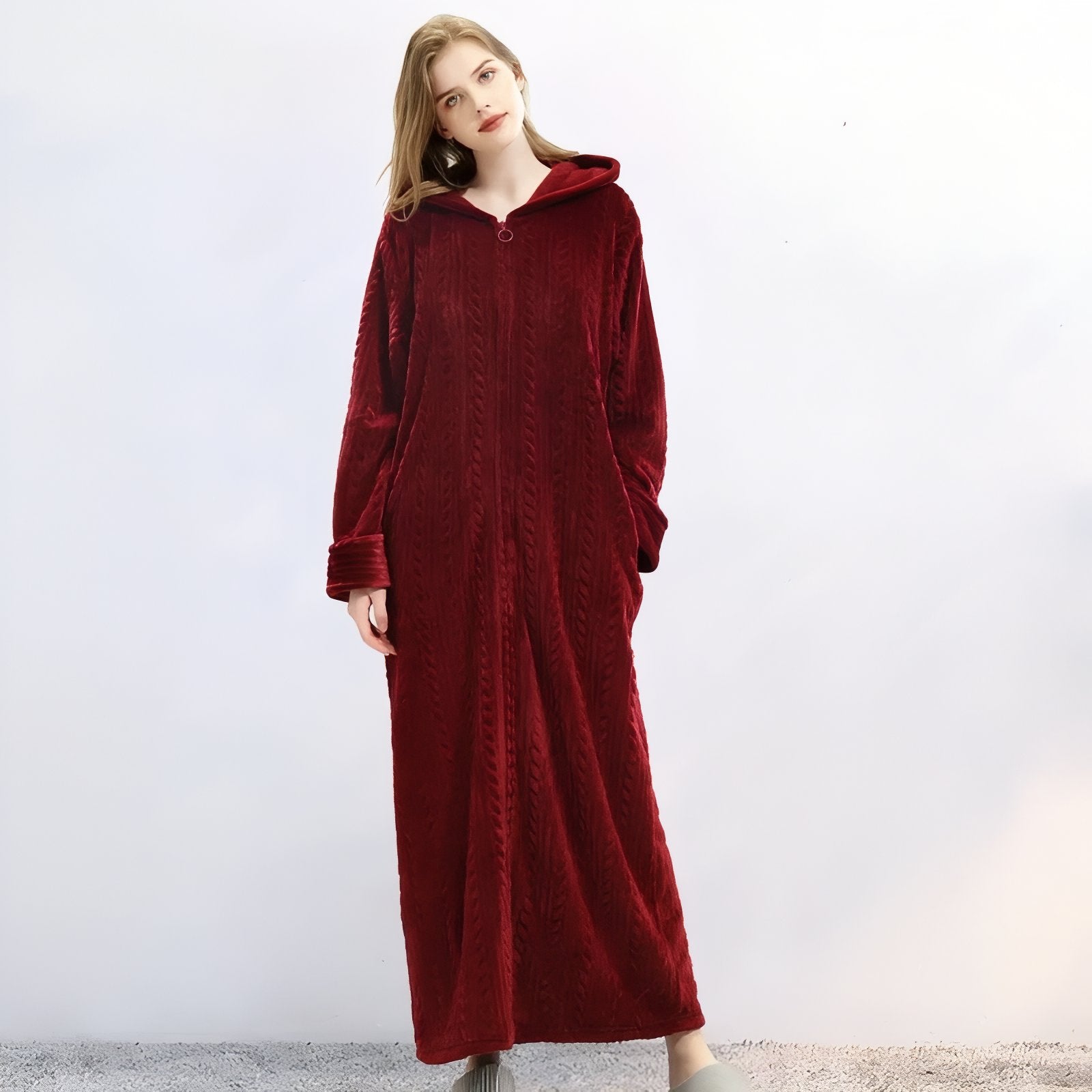 Robe de Chambre Fermeture Eclair Bordeaux (Femme) M 