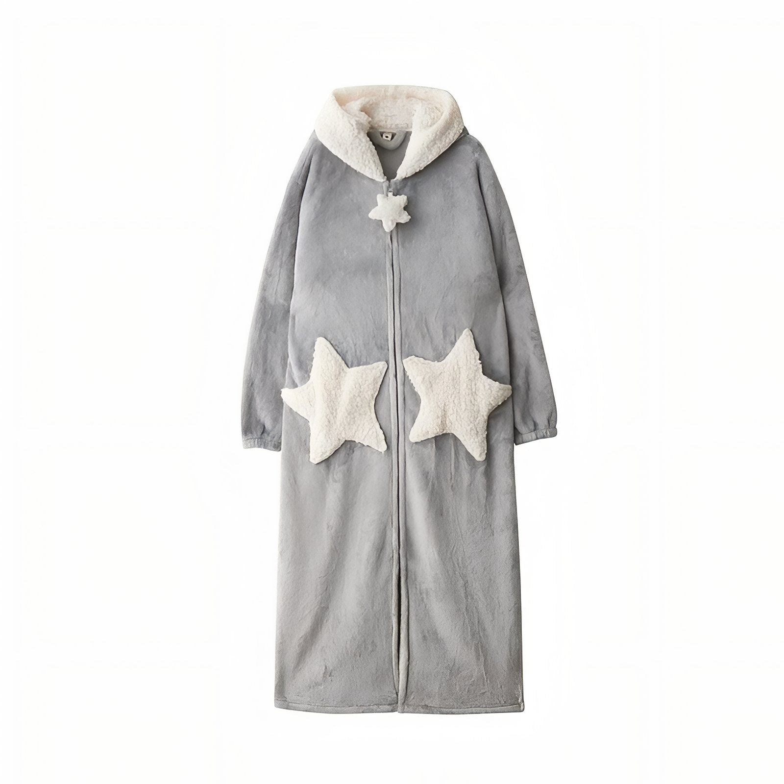 Robe de Chambre Longue pour Couple avec Fermeture Eclair Gris Clair L 