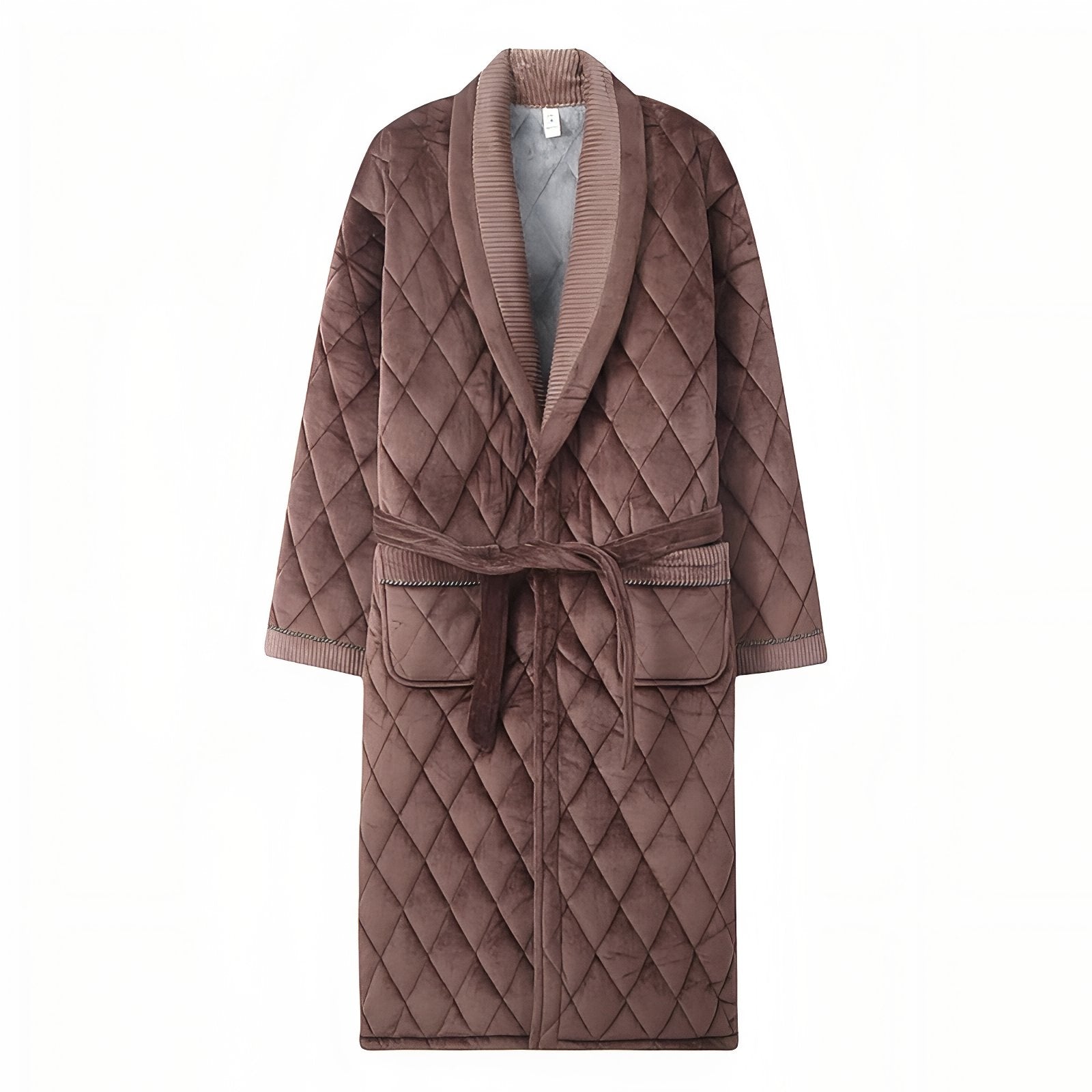 Robe de Chambre Matelassée Coton Marron Chocolat L 