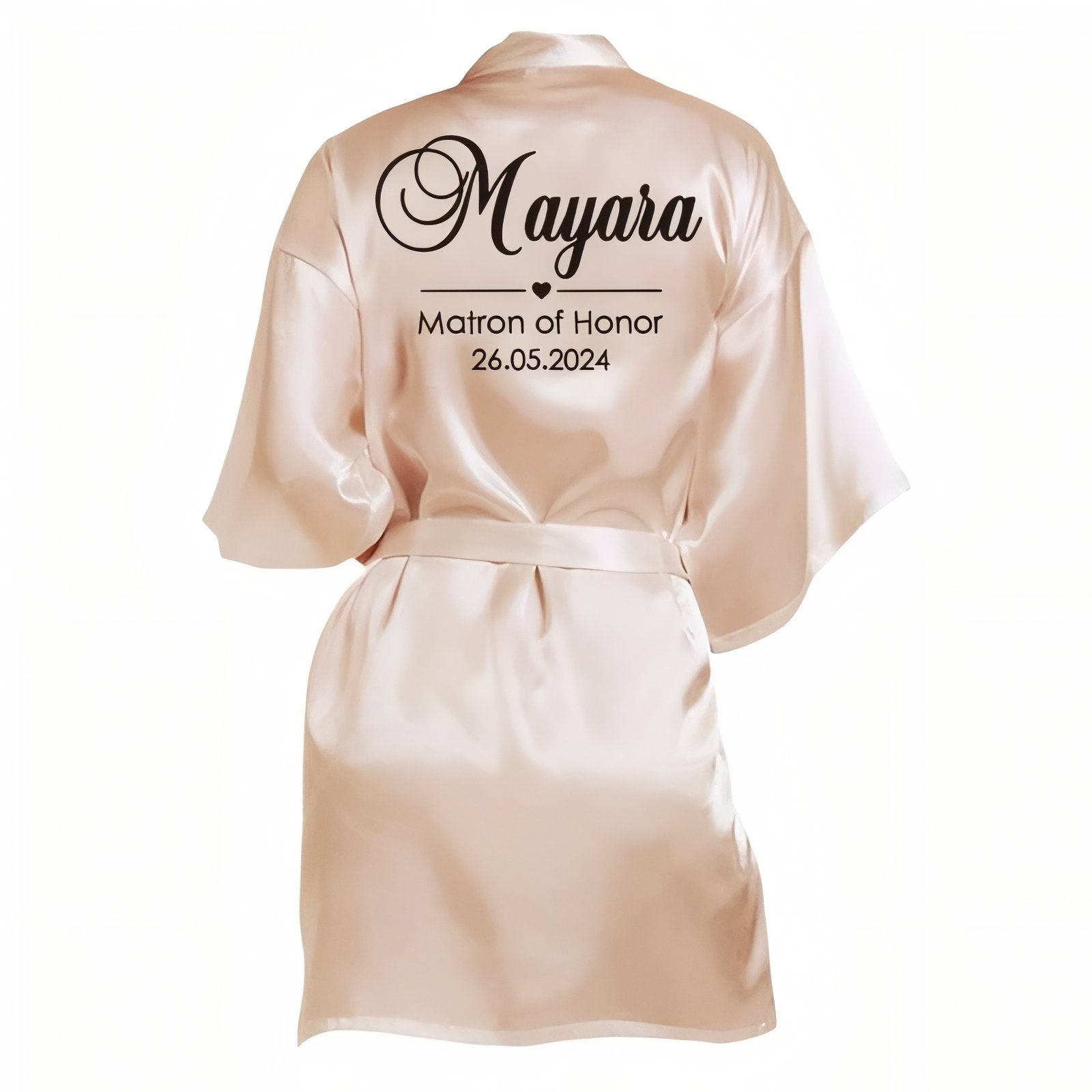Peignoir Satin Personnalisé Mariage Champagne S 