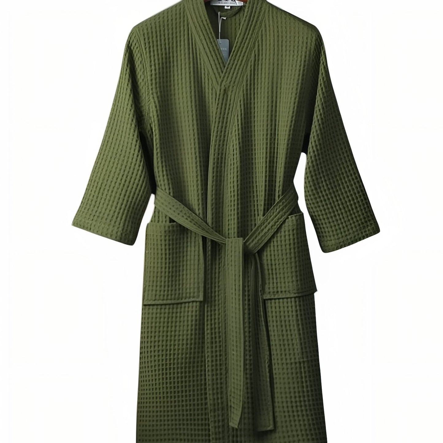 Peignoir Femme Nid d'Abeille Luxe Vert Olive M 