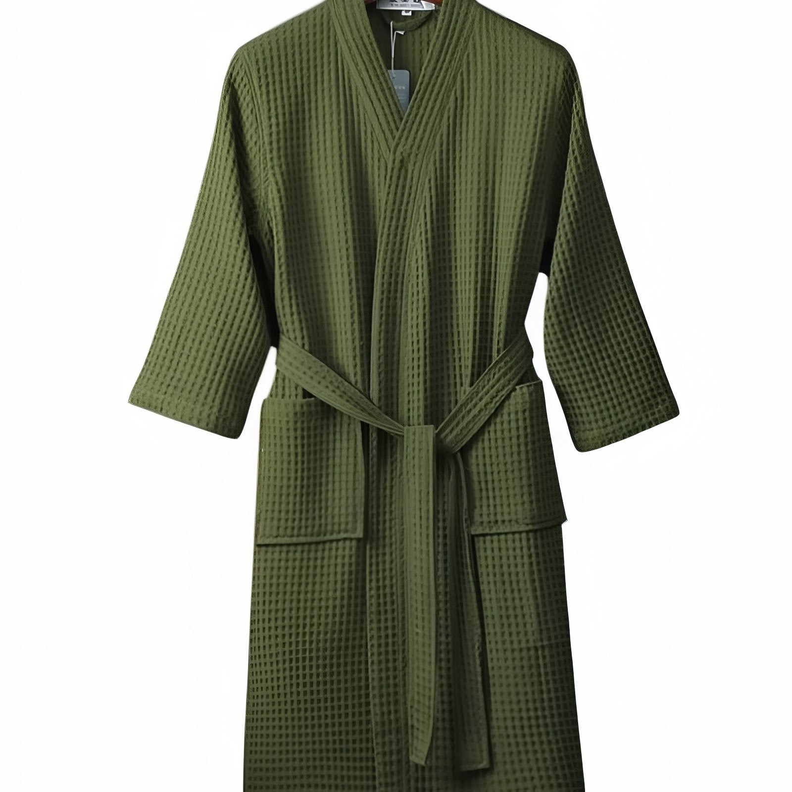 Peignoir Femme Nid d'Abeille Luxe Vert Olive M 