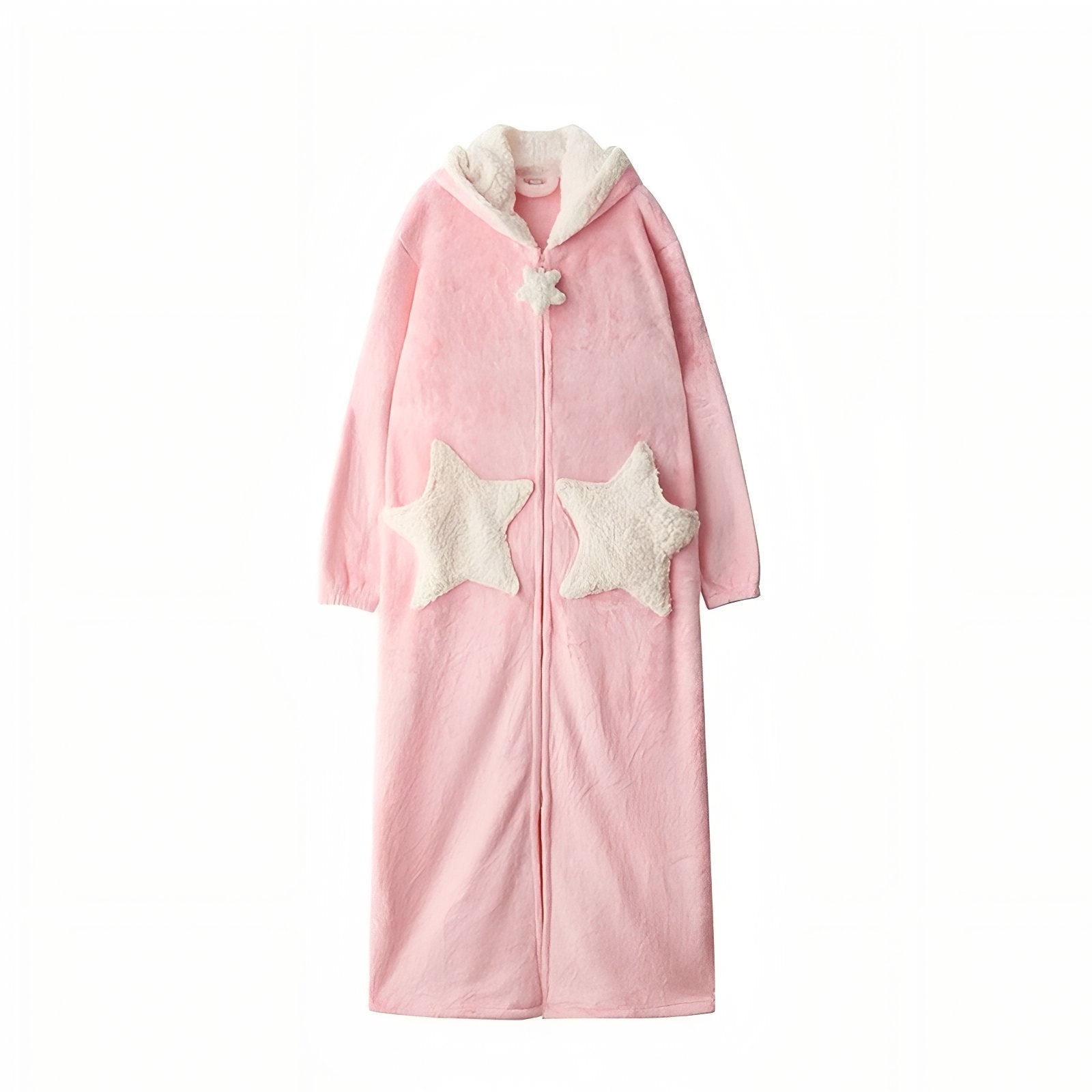 Robe de Chambre Longue pour Couple avec Fermeture Eclair Rose XL 