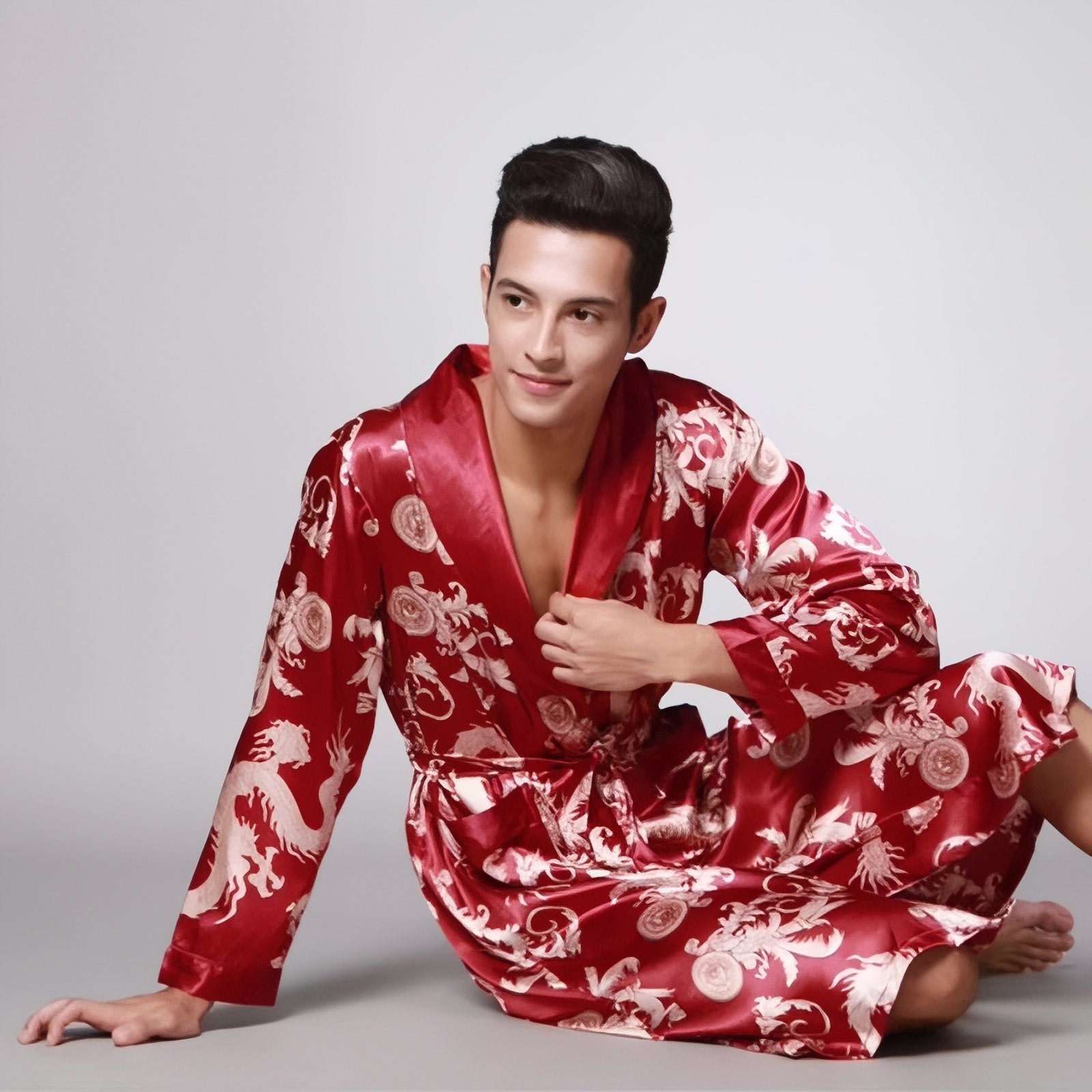 Peignoir Court Homme Satin 