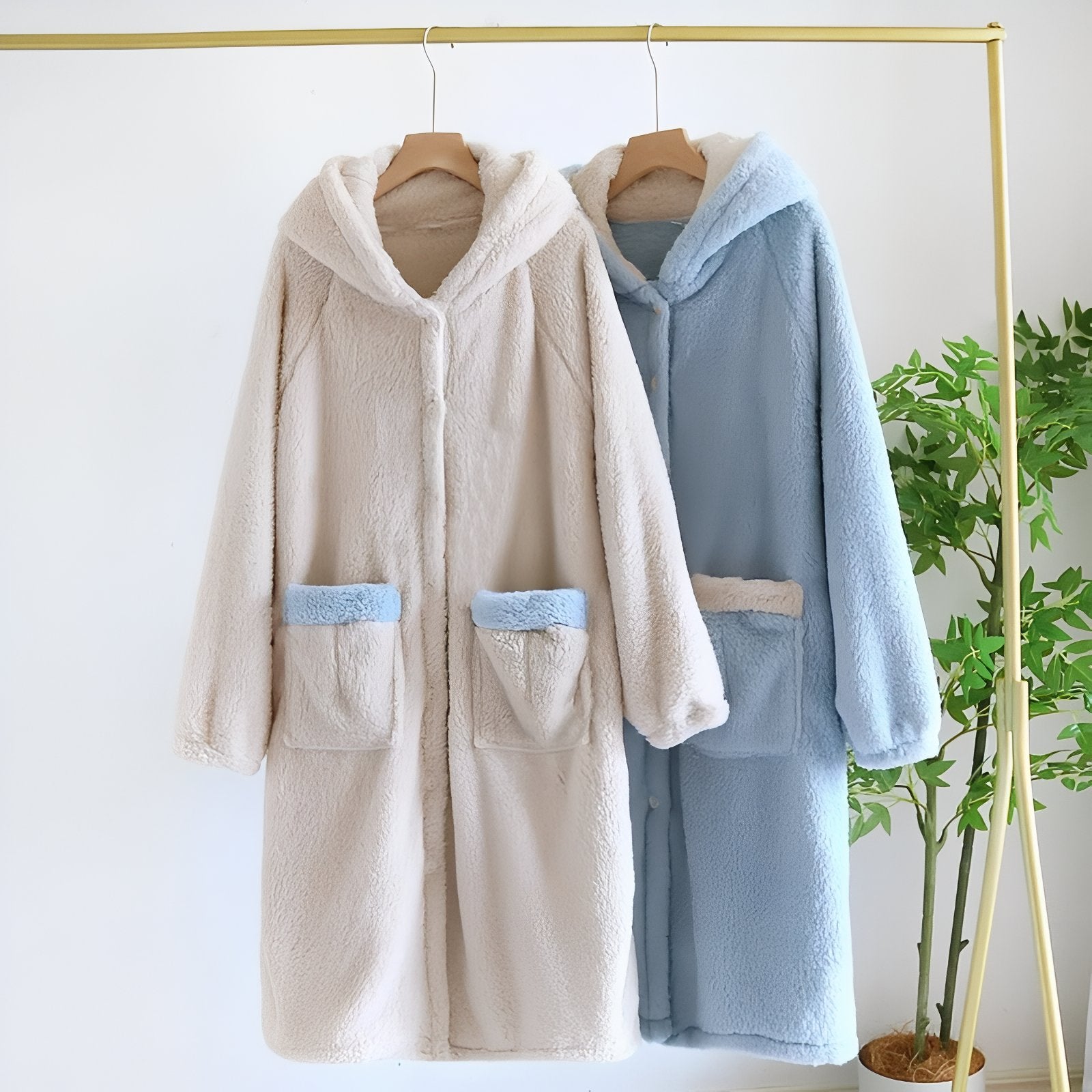 Peignoir en Polaire Femme avec Boutons 