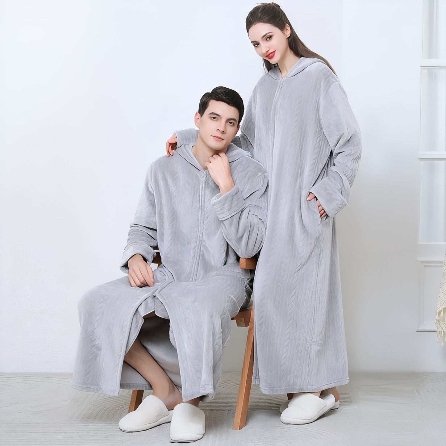 Peignoir de Bain Velours Zippé Adulte 