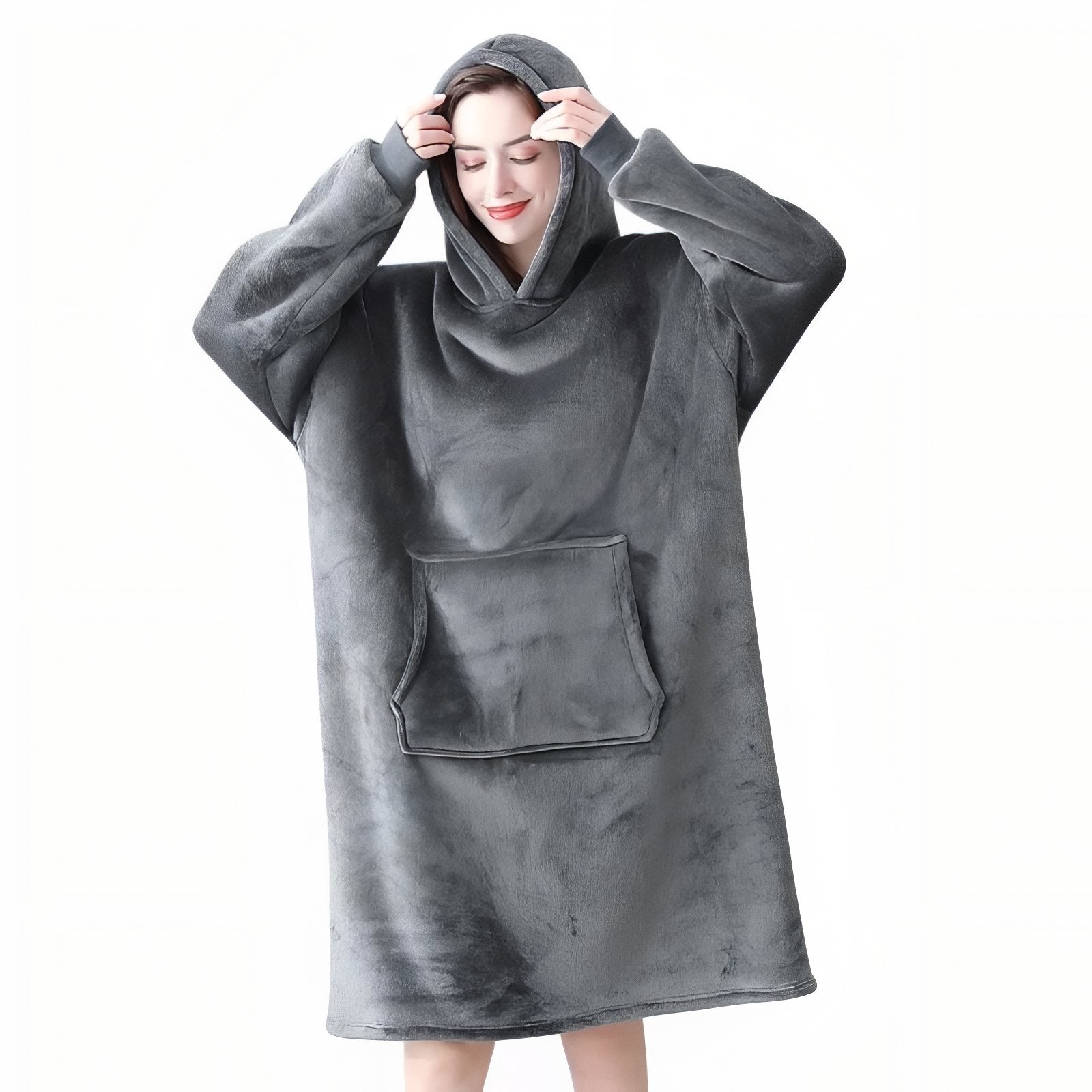 Sweat Plaid Long Gris Foncé (Femme) M 