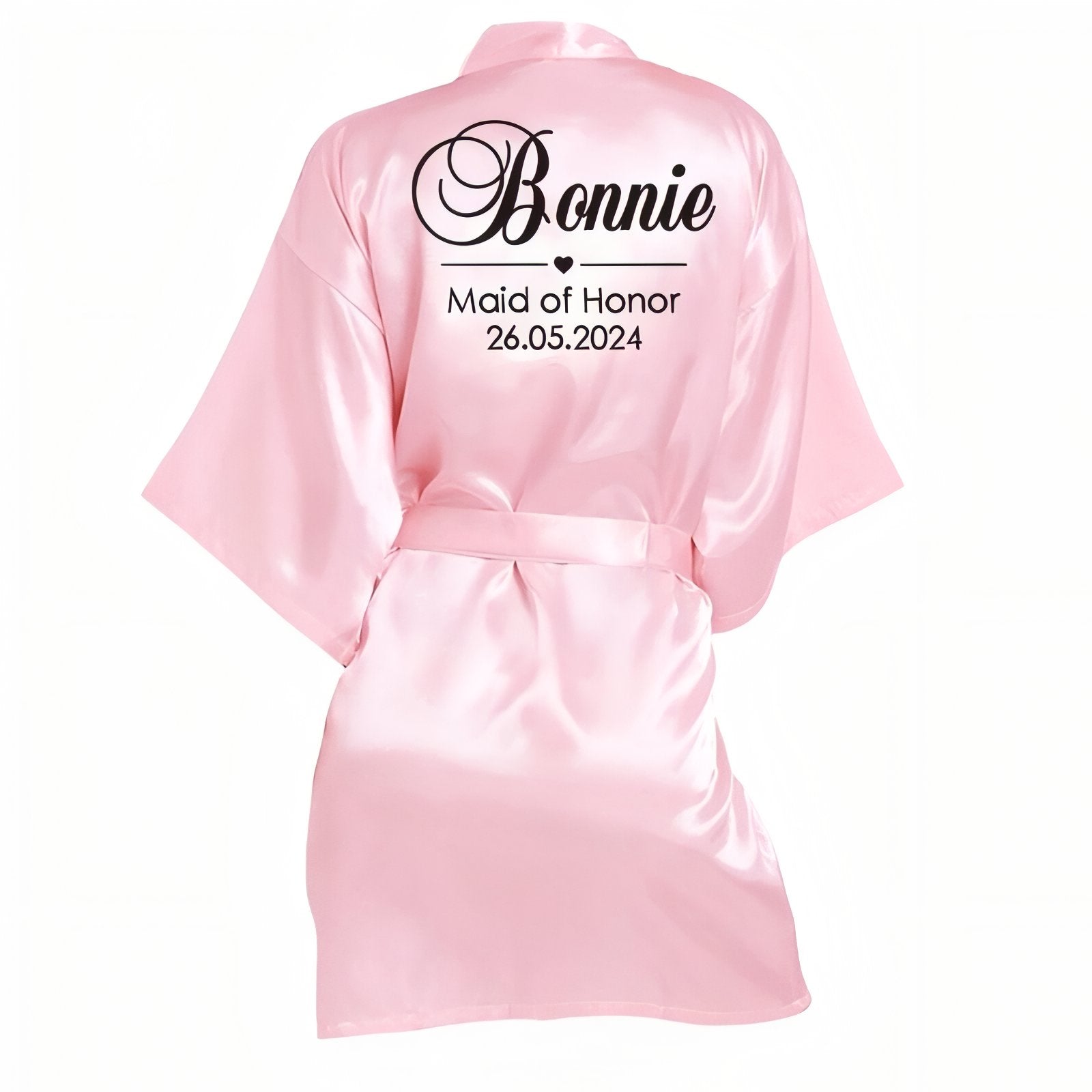 Peignoir Satin Personnalisé Mariage Rose S 