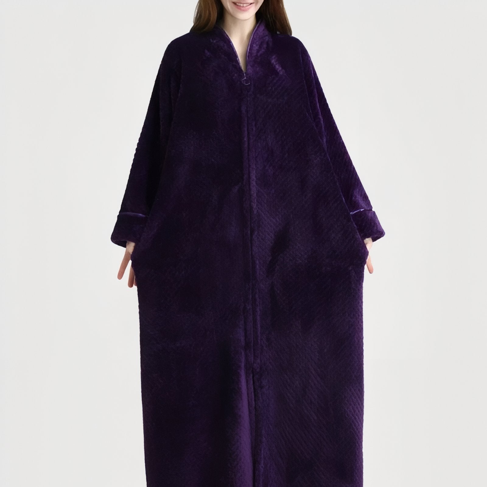 Peignoir Femme Eponge avec Fermeture Eclair 