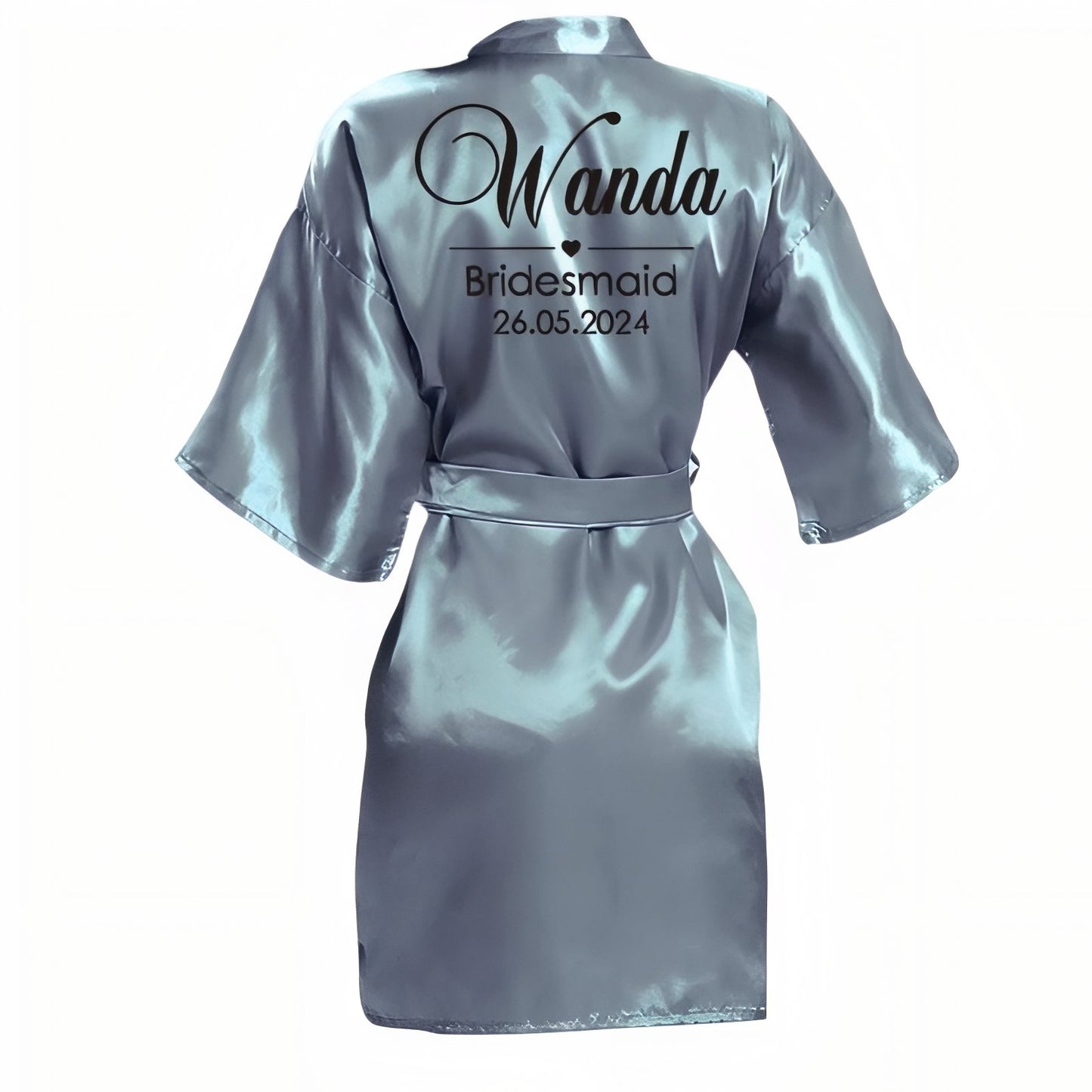 Peignoir Satin Personnalisé Mariage Bleu Clair S 
