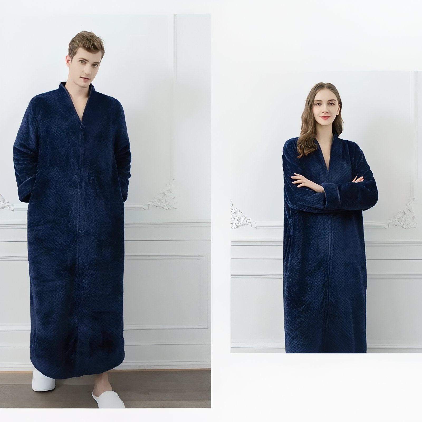 Robe de Chambre Polaire Longue Fermeture Eclair 