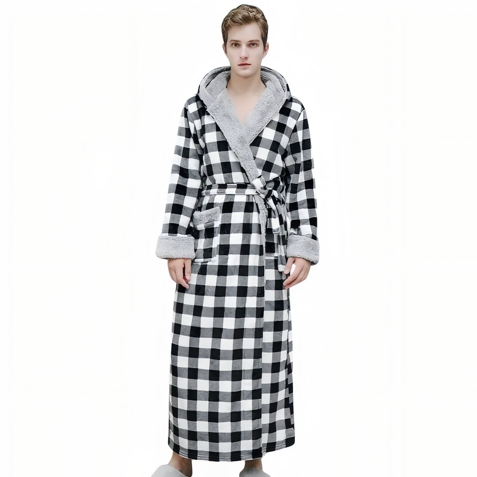Peignoir de Bain Couple à Carreaux Noir et Blanc (Homme) M 