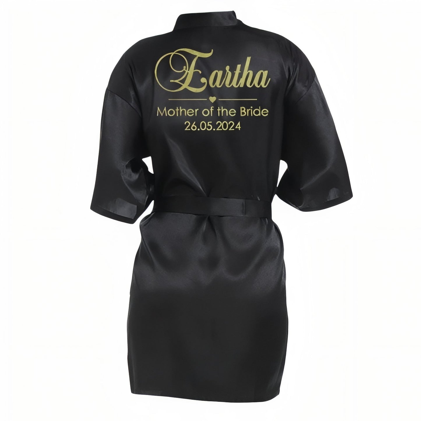 Peignoir Satin Personnalisé Mariage Noir S 