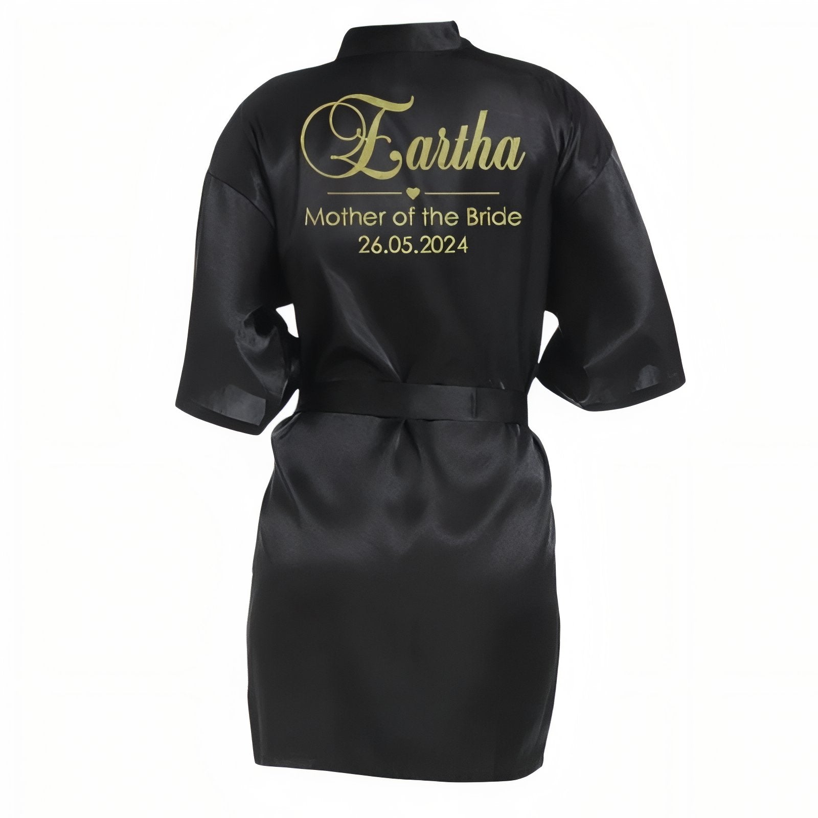 Peignoir Satin Personnalisé Mariage Noir S 