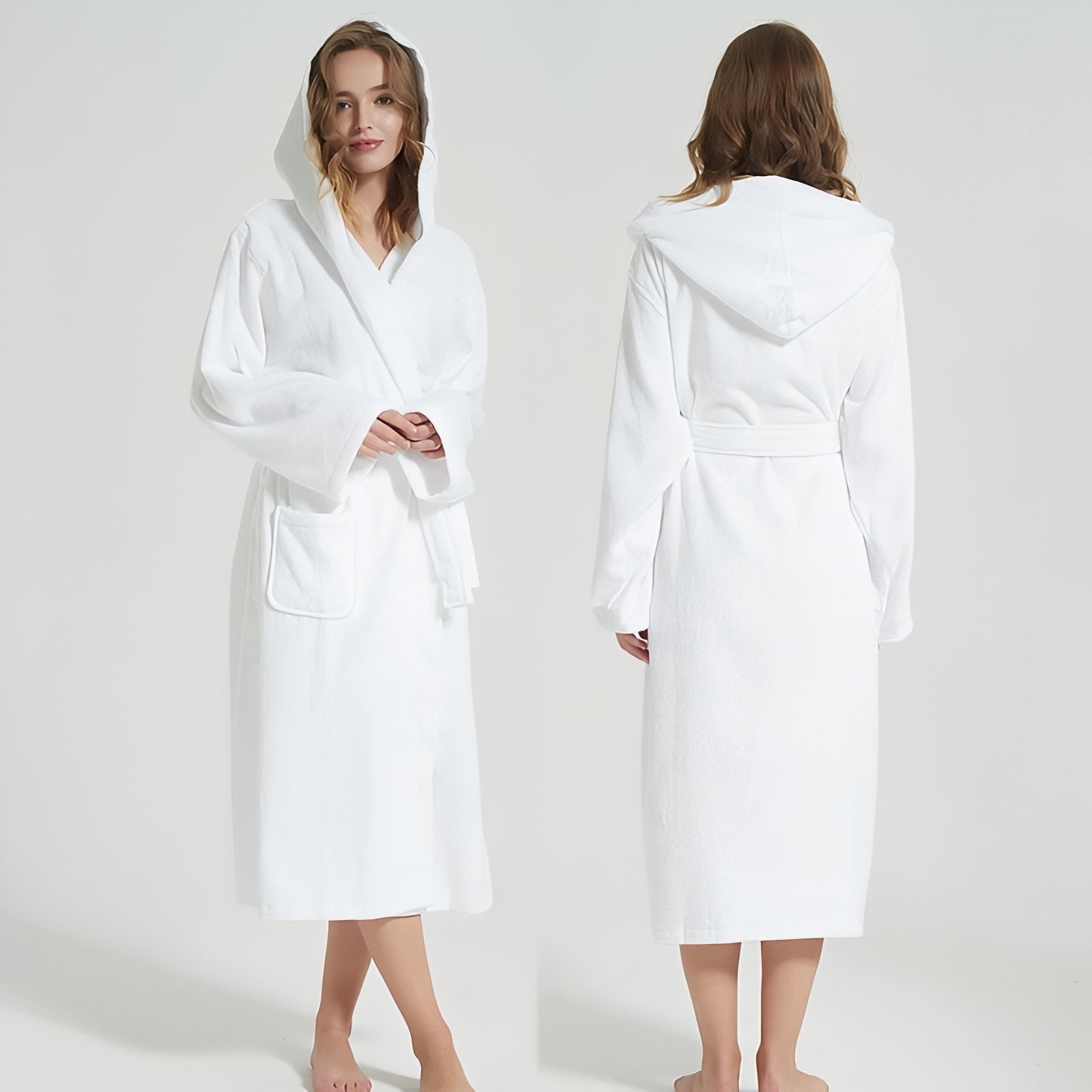 Peignoir Coton Eponge Col Châle Unisexe 