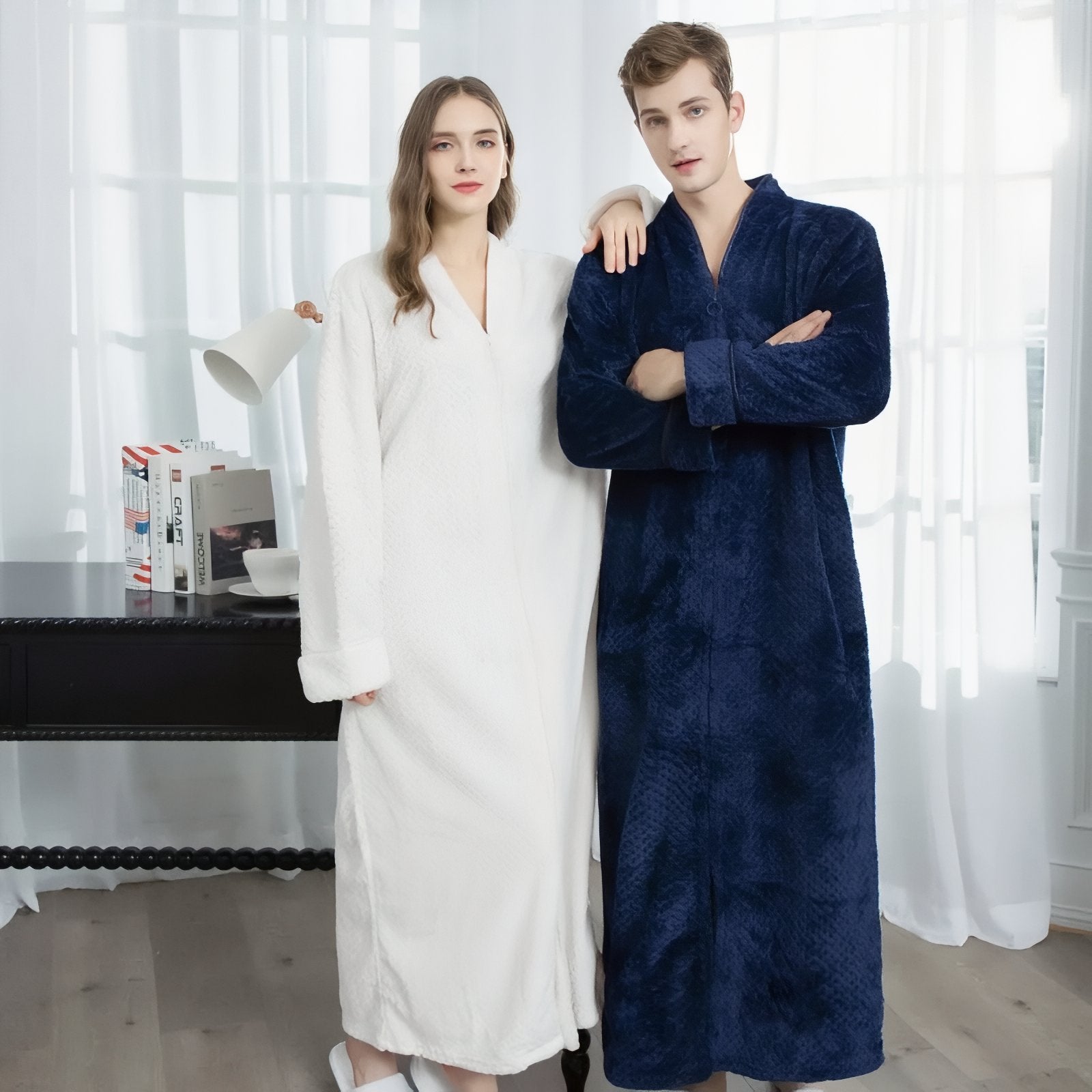 Robe de Chambre Polaire Longue Fermeture Eclair 