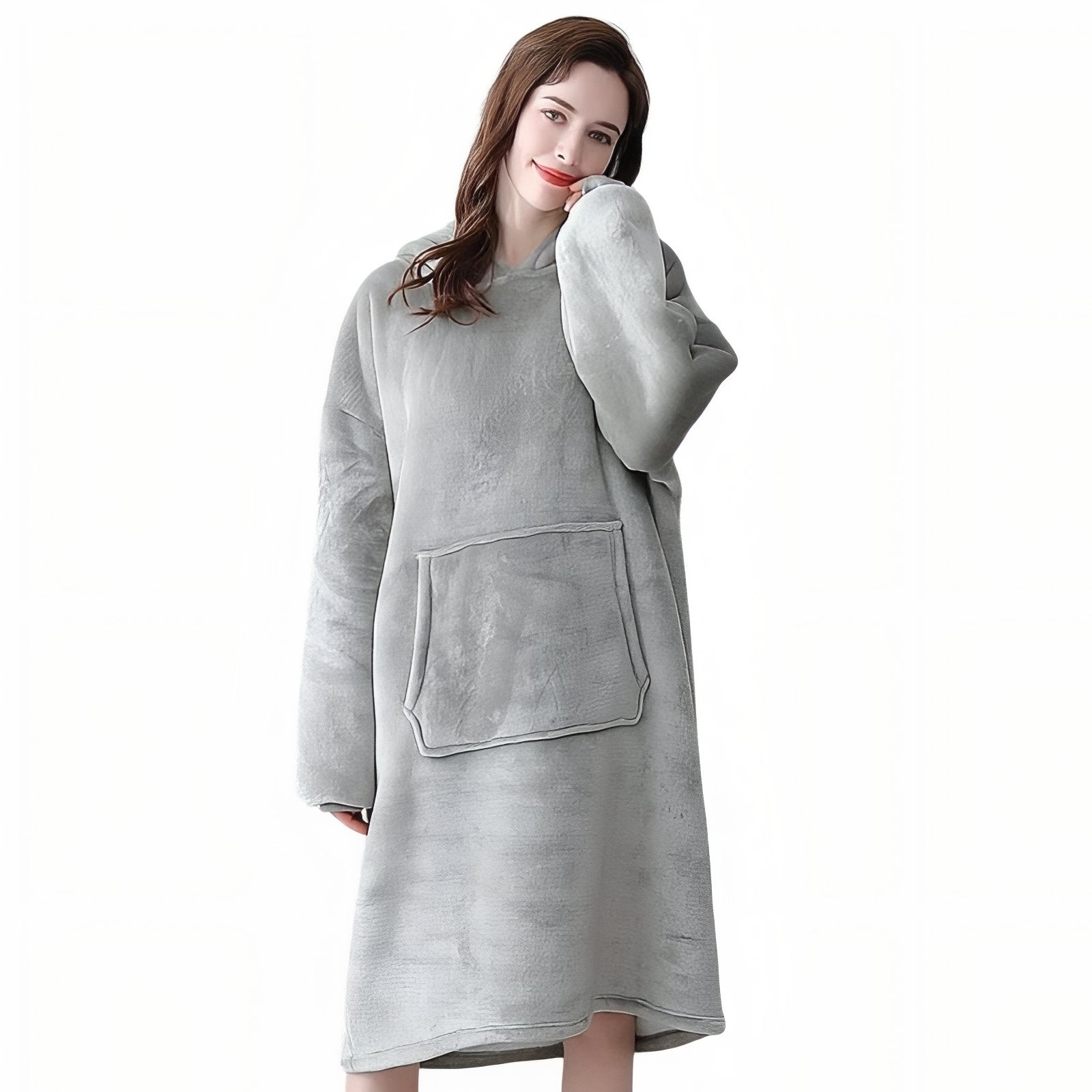 Sweat Plaid Long Gris Clair (Femme) M 