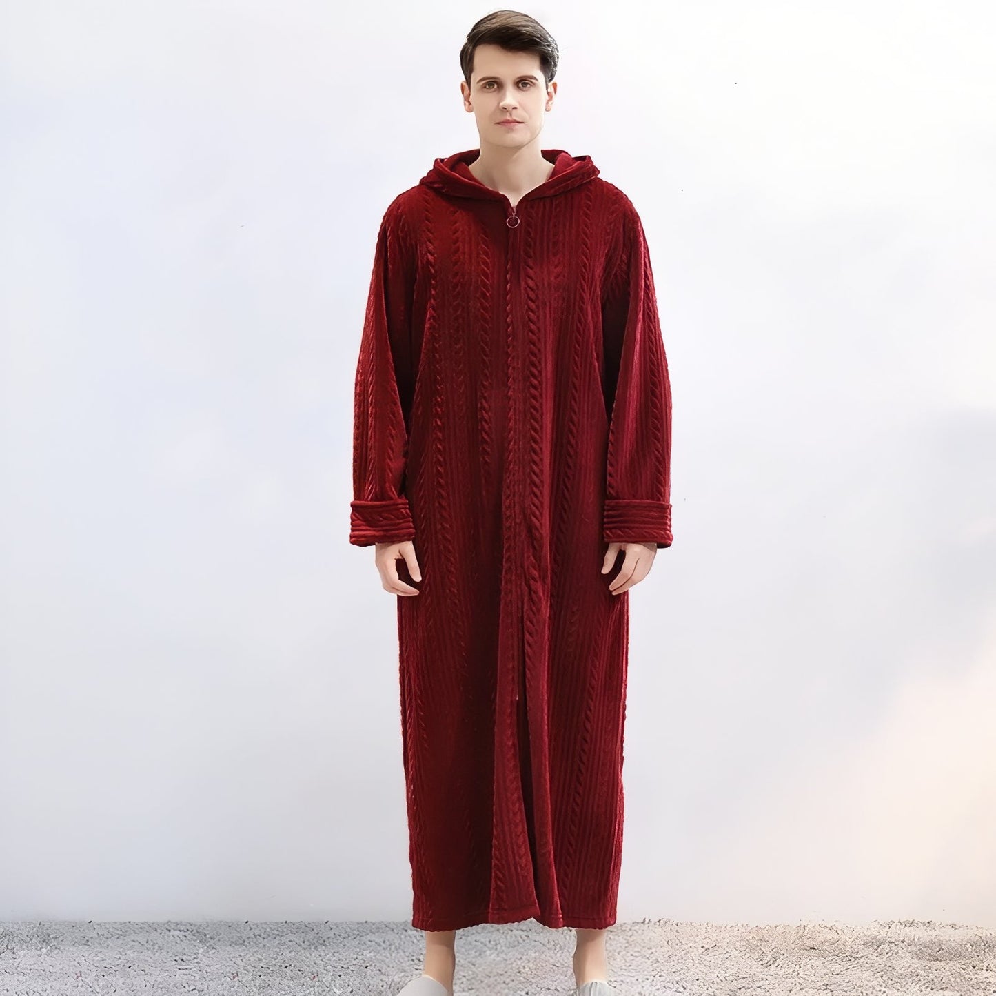 Robe de Chambre Fermeture Eclair Bordeaux (Homme) M 