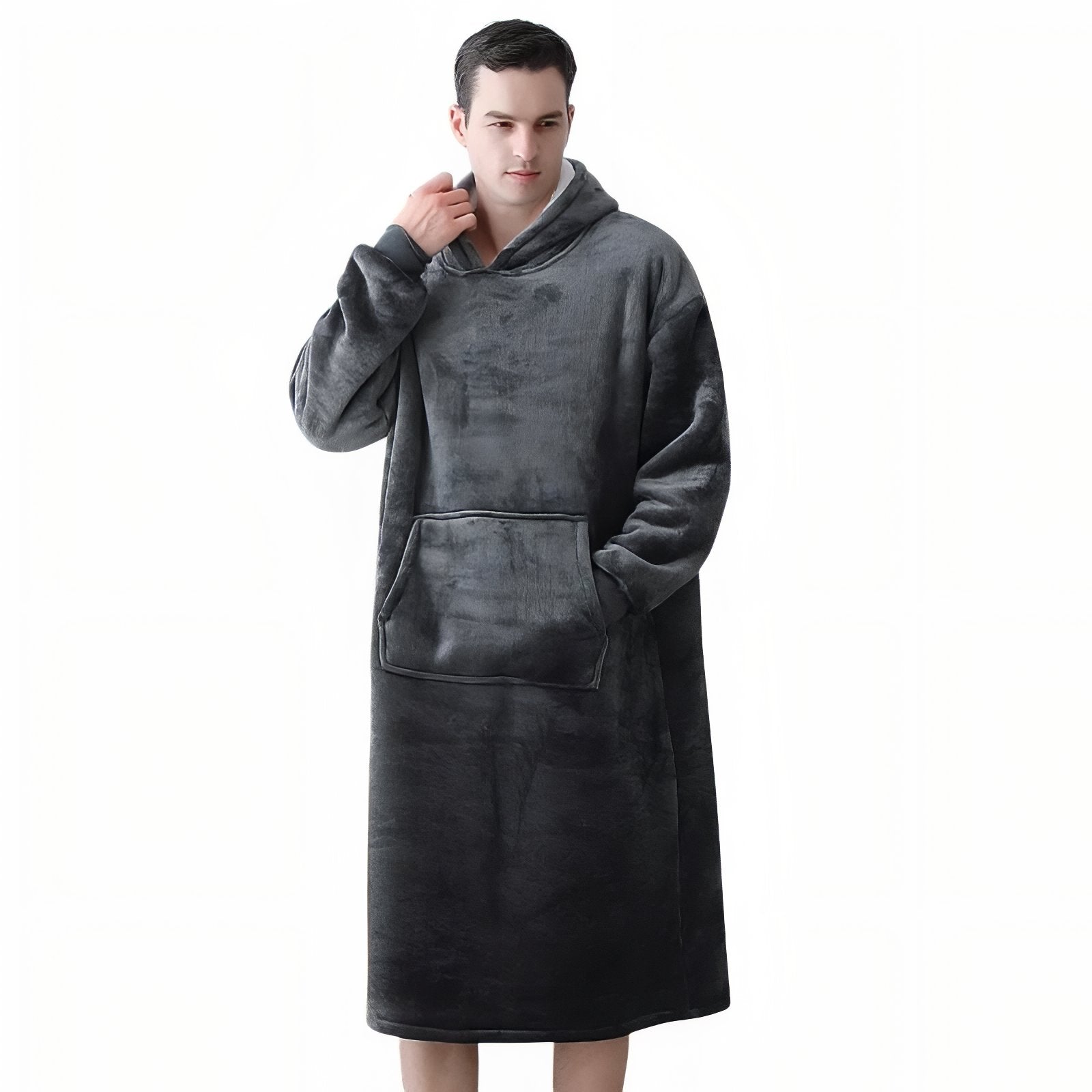 Sweat Plaid Long Gris Foncé (Homme) M 