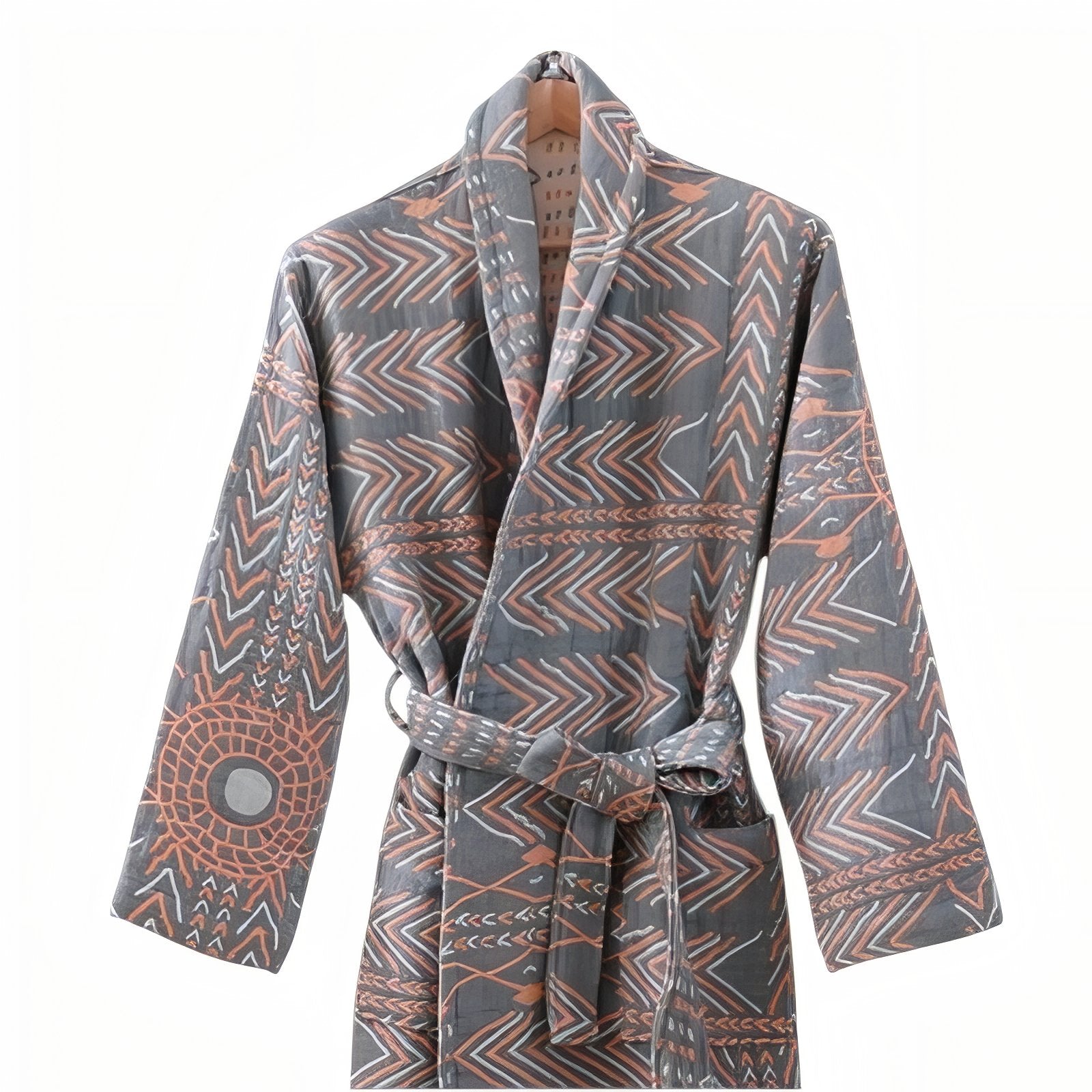 Robe de Chambre Longue Coton Gris (Homme) Taille Unique 
