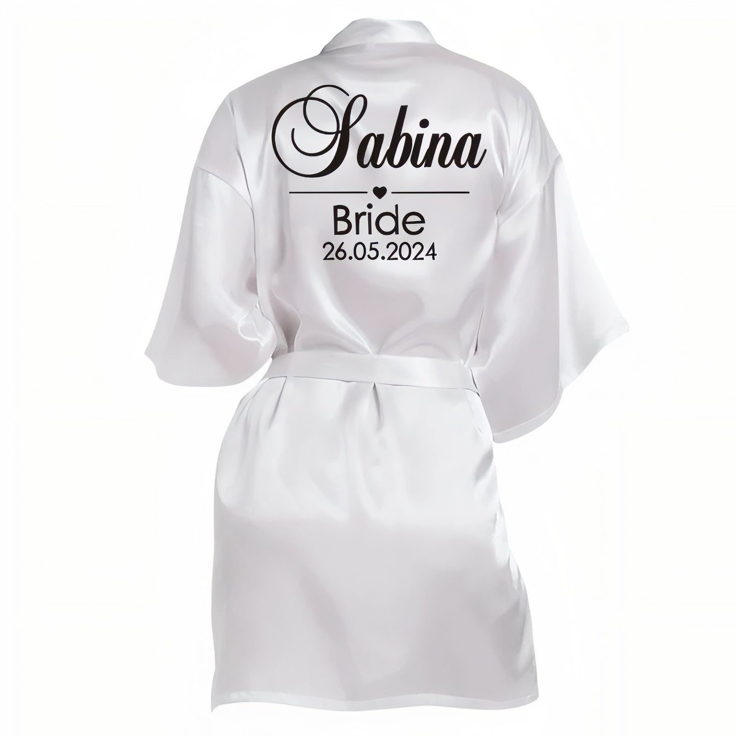 Peignoir Satin Personnalisé Mariage Blanc S 
