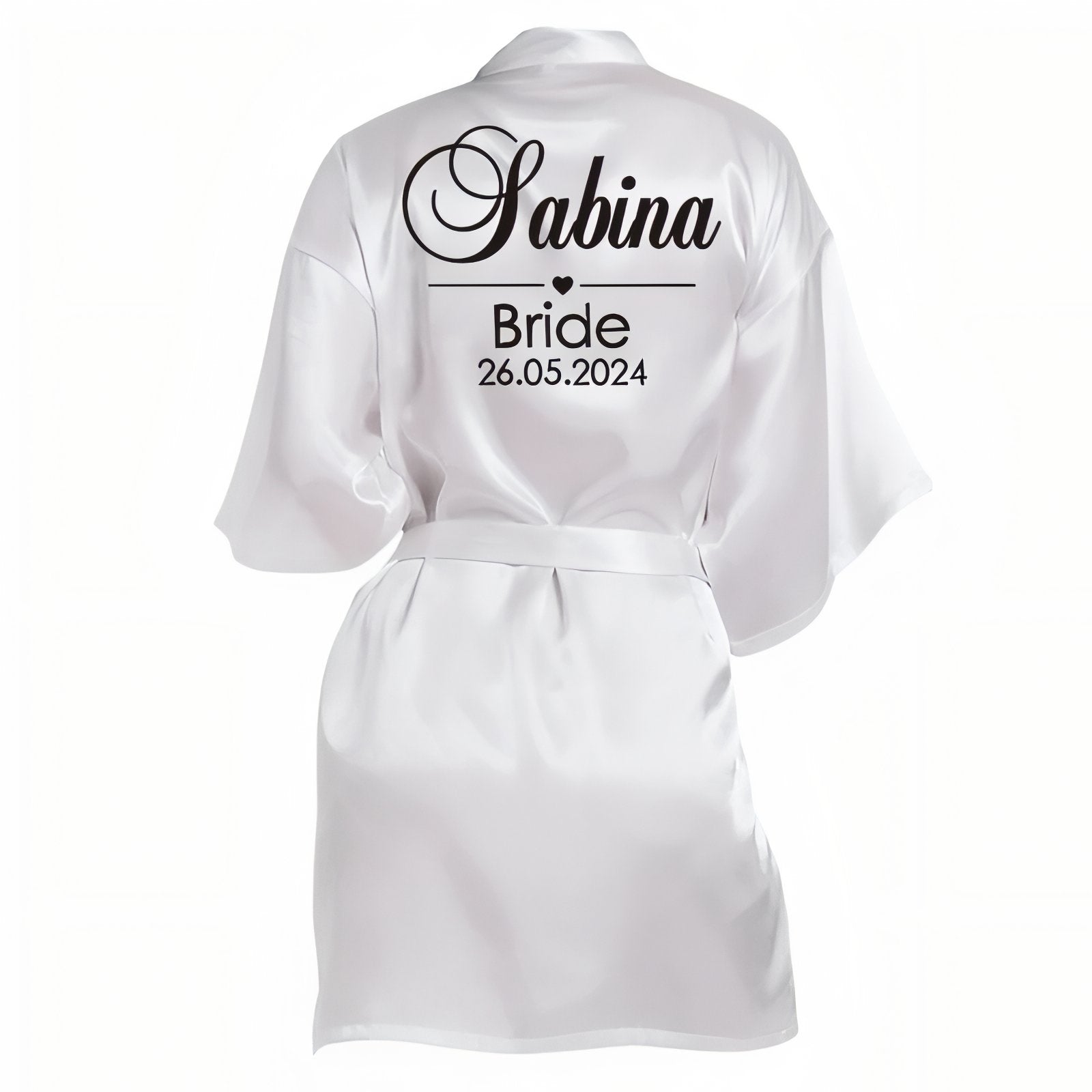 Peignoir Satin Personnalisé Mariage Blanc S 